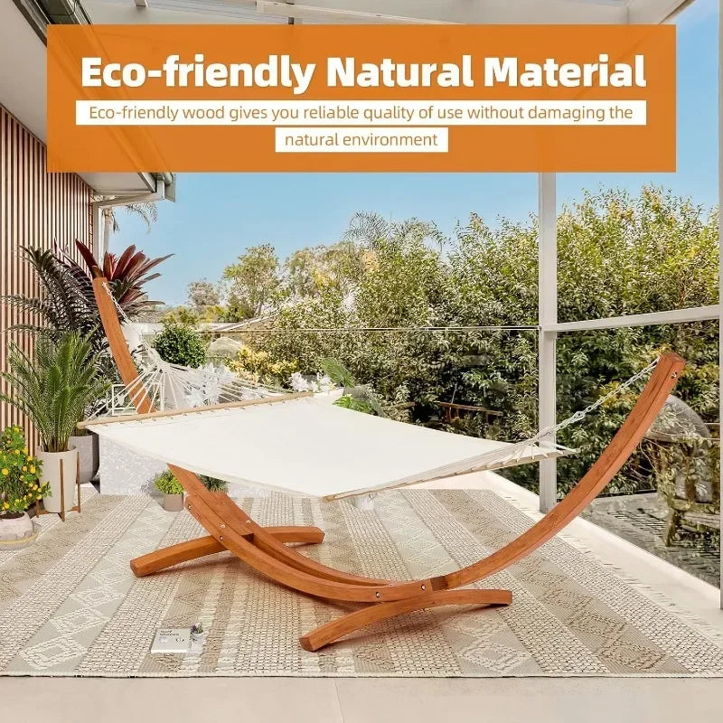 ECOTOUGE 14 FT Hammock with Stand, 2 Person Heavy Duty Hammock Stand, Large Hammock Bed for Porch,Patio, Balcony,Garden,Backyard
