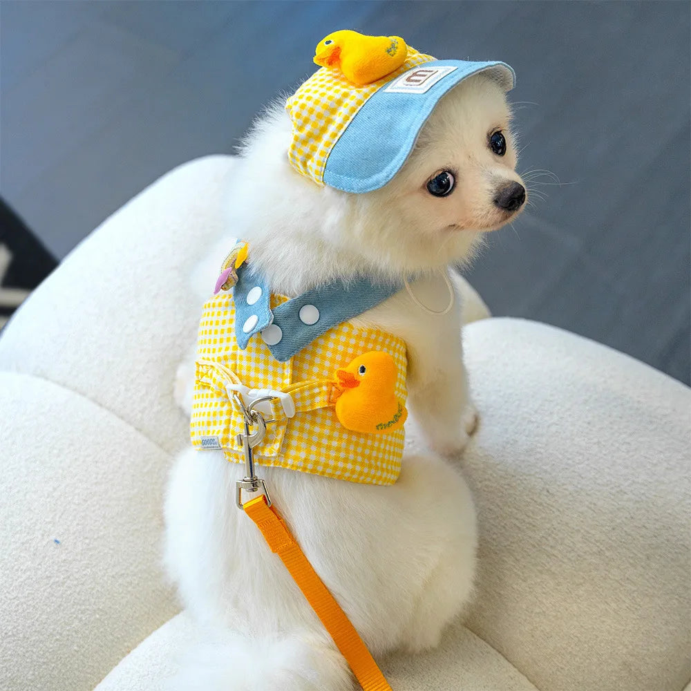 Three-Piece Pet Chest Harness Set With Traction Rope