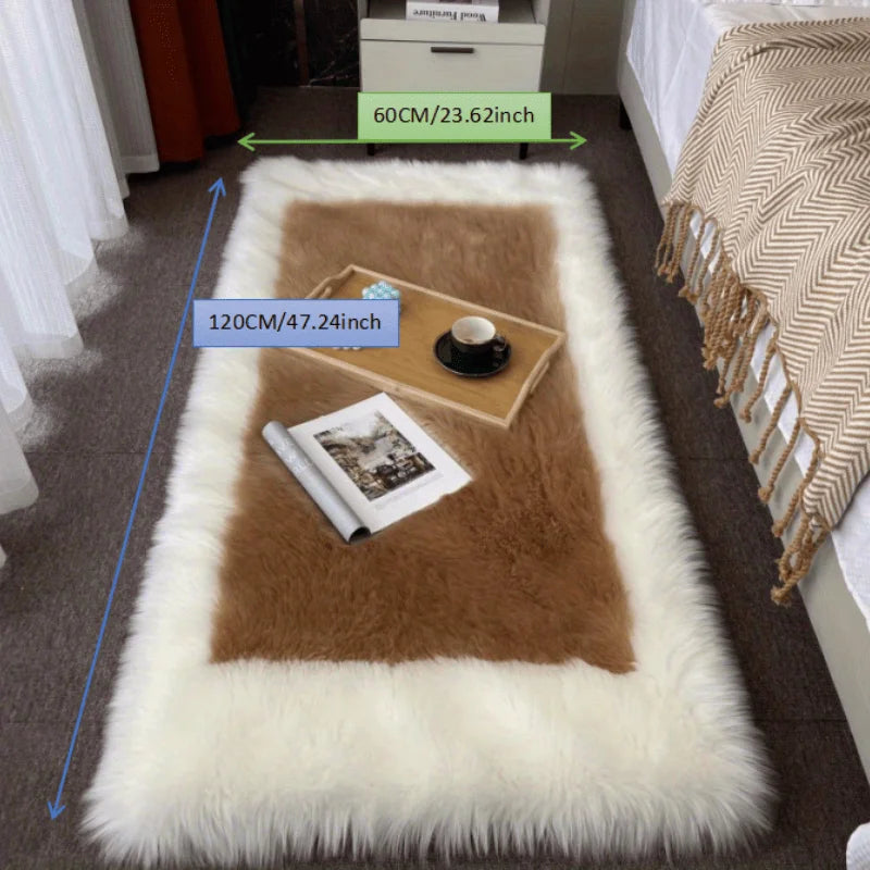 Soft Fluffy Sheepskin Rug Non Slip Machine Washable Carpet