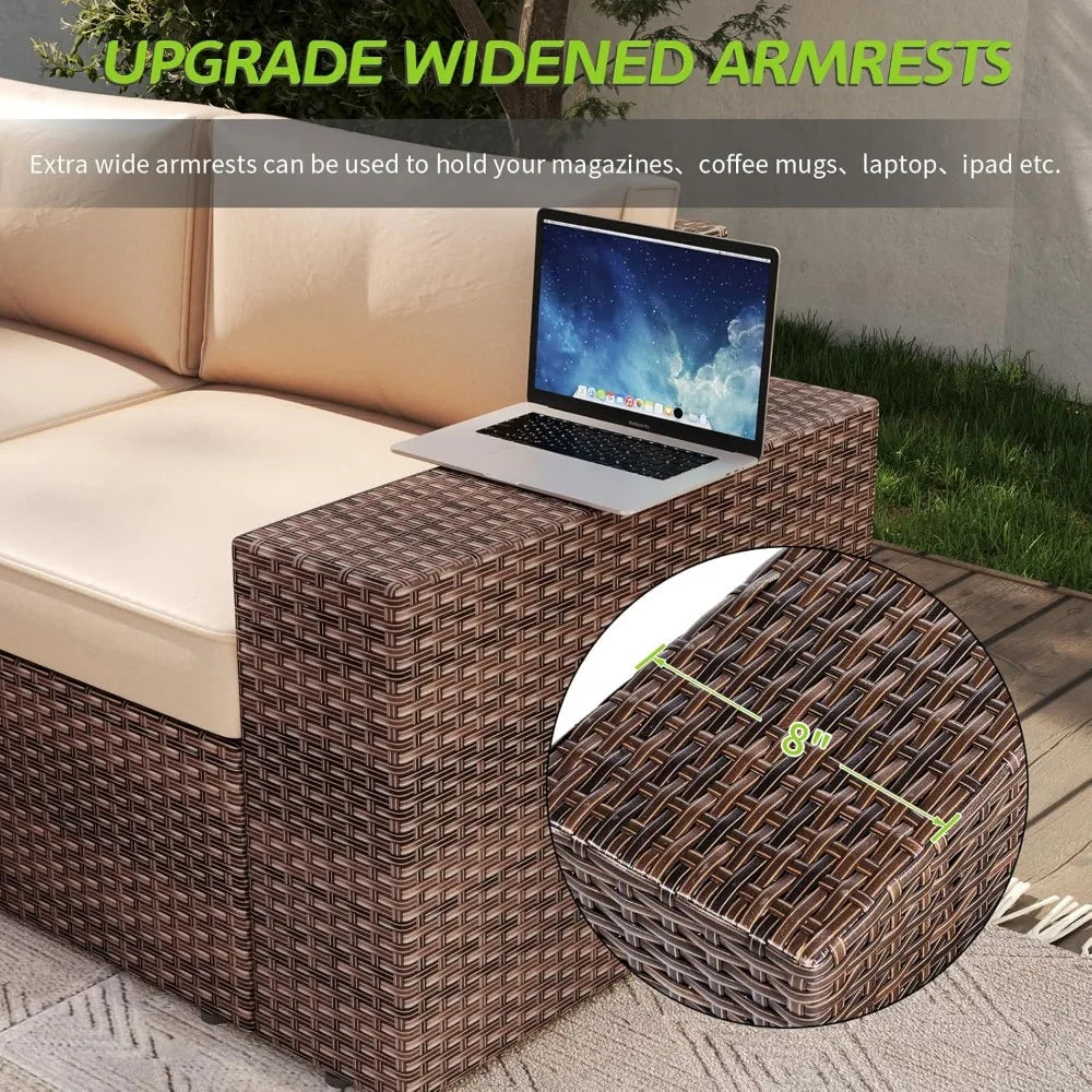Outdoor 7 Piece Patio Set With Fire Pit Table Cushions