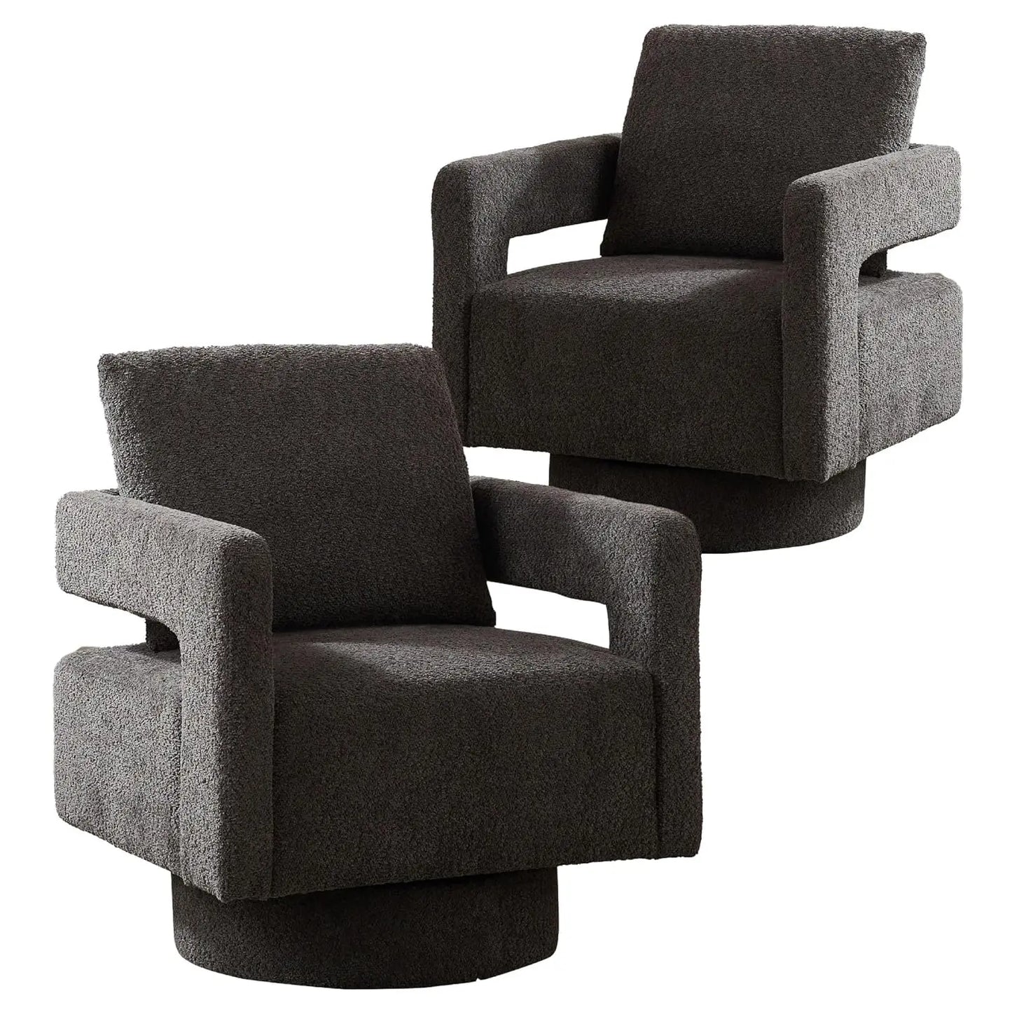 Upholstered Swivel Accent Chair Set Open Back Barrel Chairs