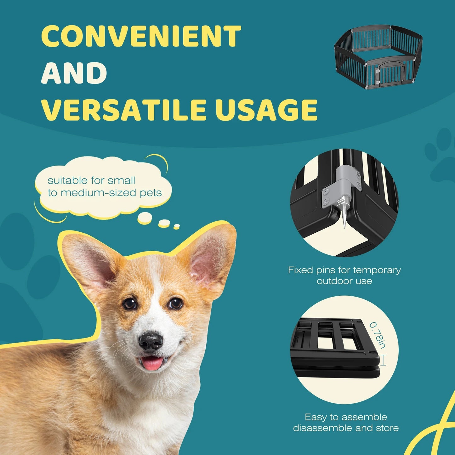 JHK Plastic Dog Playpen 6Panel Expandable Outdoor Portable