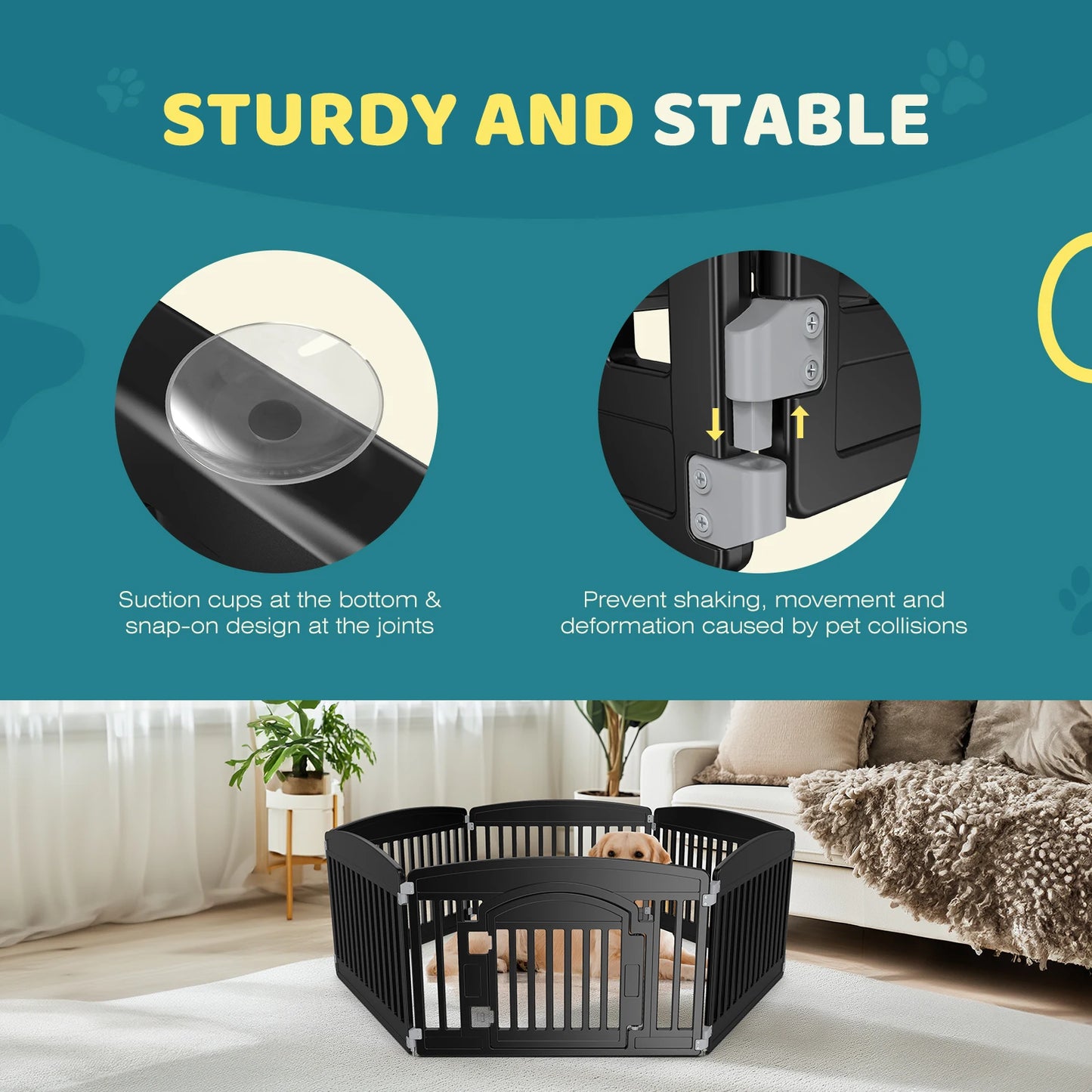 JHK Plastic Dog Playpen 6Panel Expandable Outdoor Portable