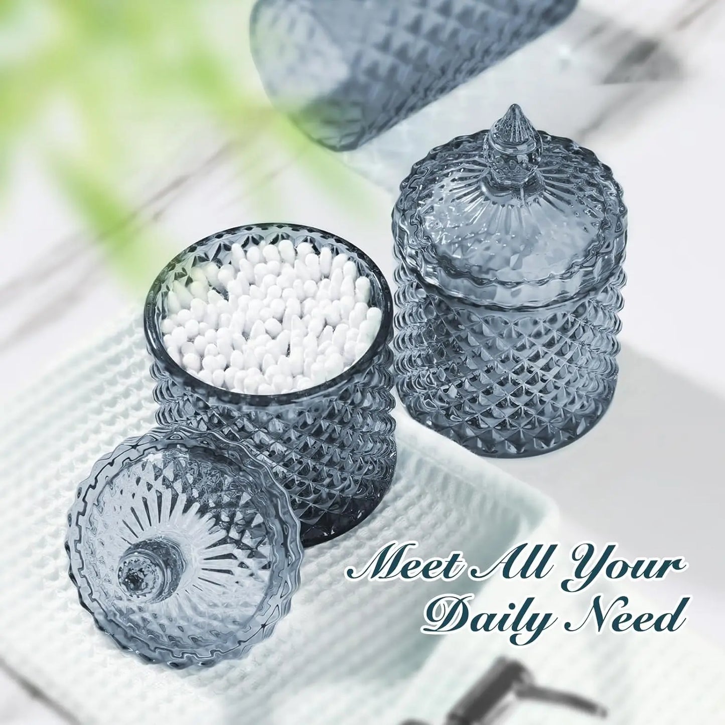 Diamond Pattern Glass Bathroom Set 4-Piece Soap Dispenser And Holders