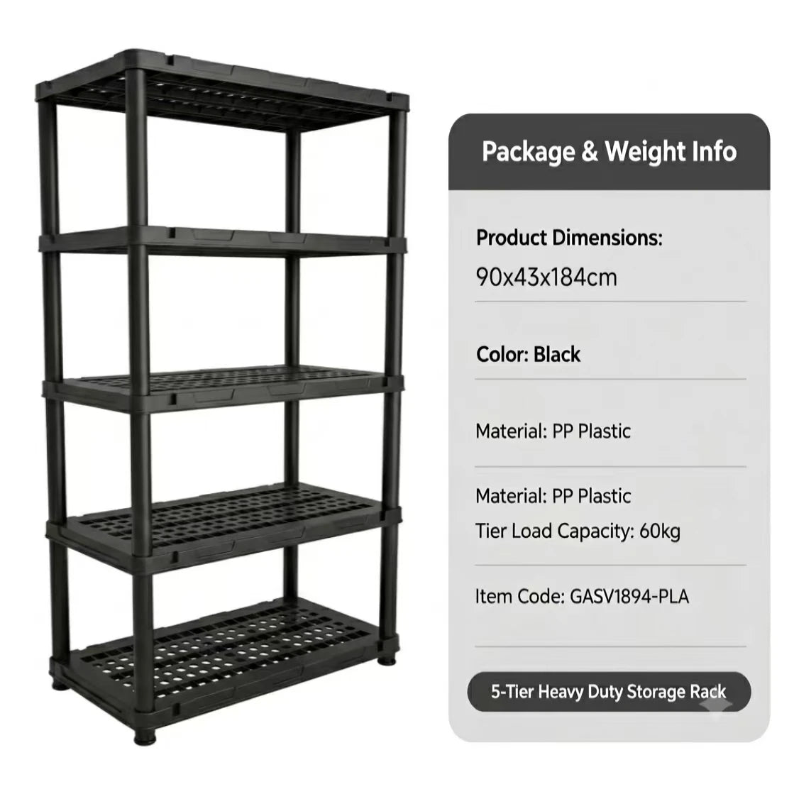 Plastic Storage Shelving Unit Four And Five Tier Heavy Duty Utility Rack