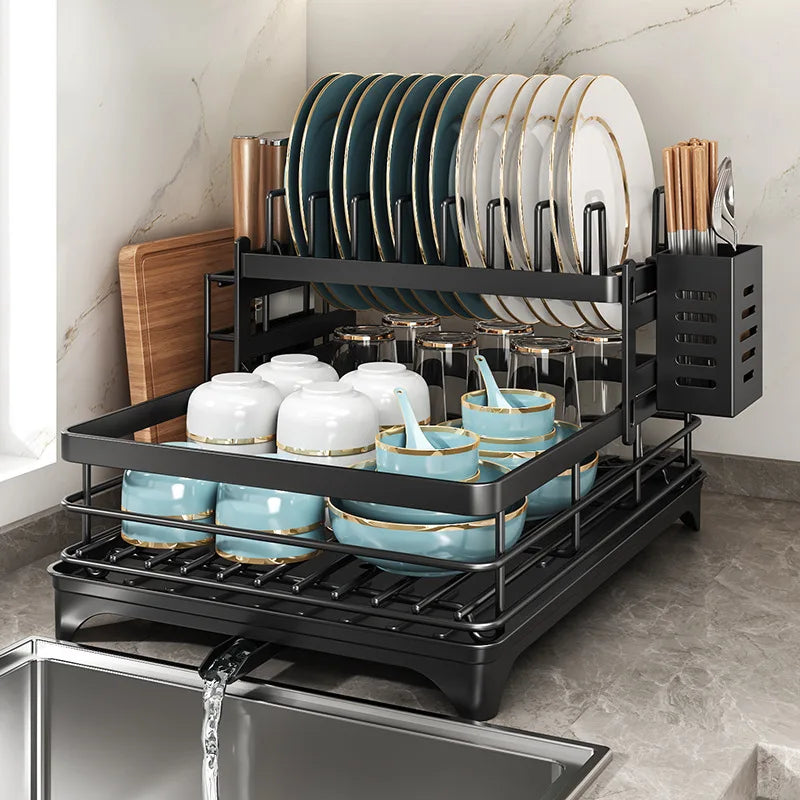 ATMDOG Stainless Steel Dish Drying Rack With Drainboard Plate Drainer Over Sink