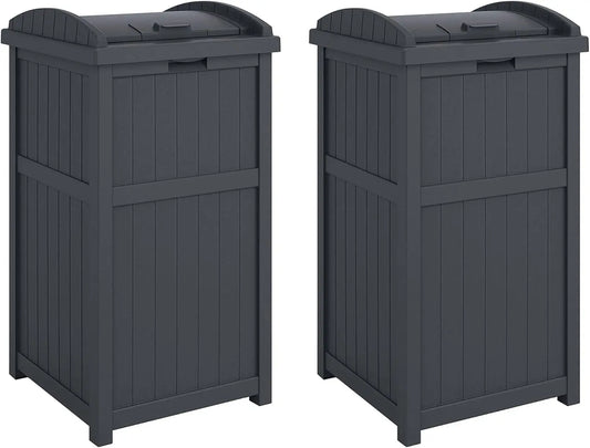 Outdoor Trash Hideaway Resin Waste Storage Container Patio Backyard Garden