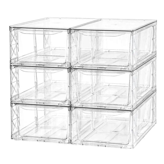 Drawers Storage, 6Pack Clear Stackable Storage Drawers, Acrylic Storage Bins with Drawers for Fridge Organizers, PlasticDrawers