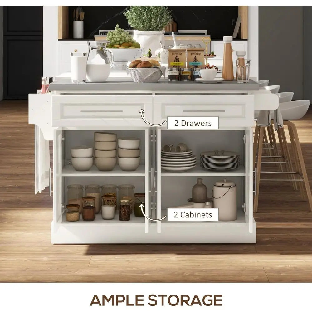 Stainless Steel Top Rolling Kitchen Island Cart With Wheels