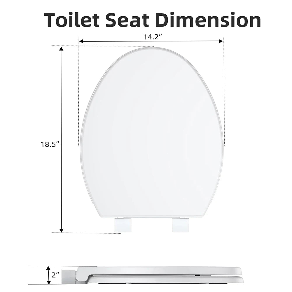 Elongated Toilet Seat With Slow Close And Quick Release