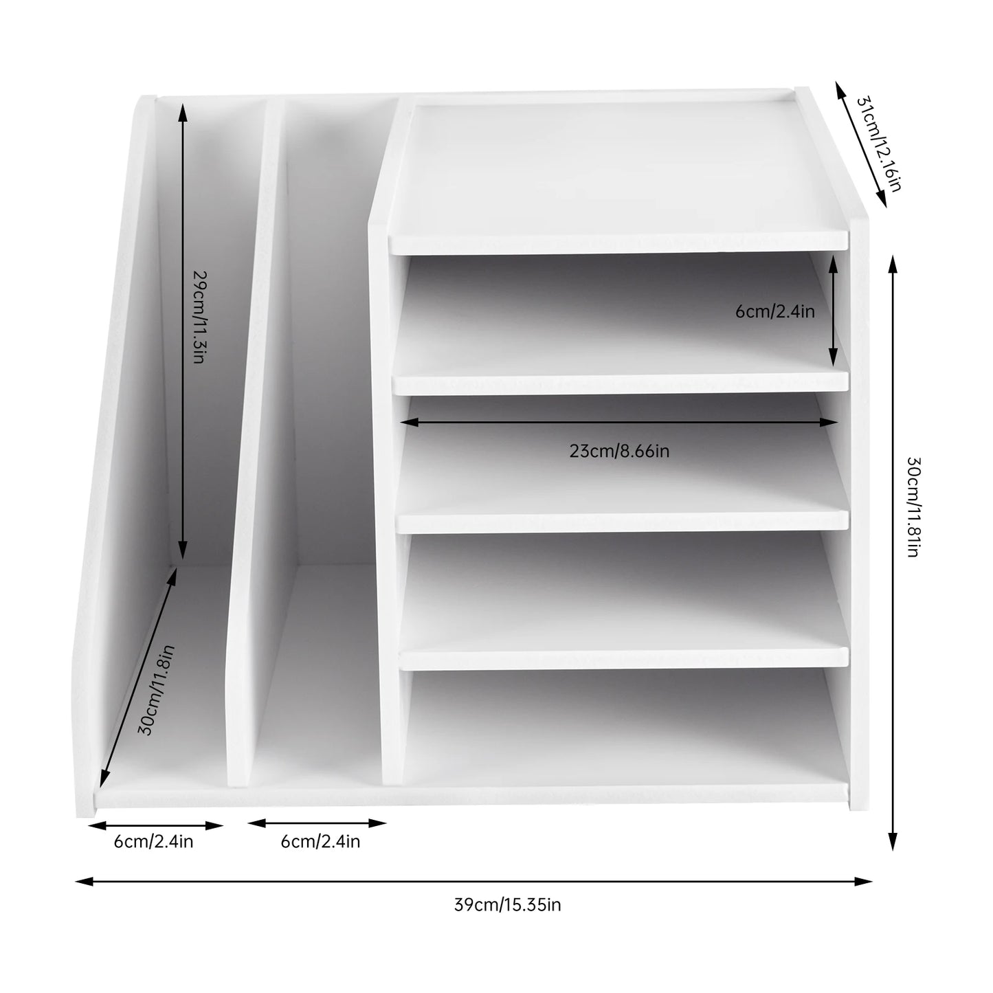 6-Tier PVC Desktop File Organizer for Office, Home and School