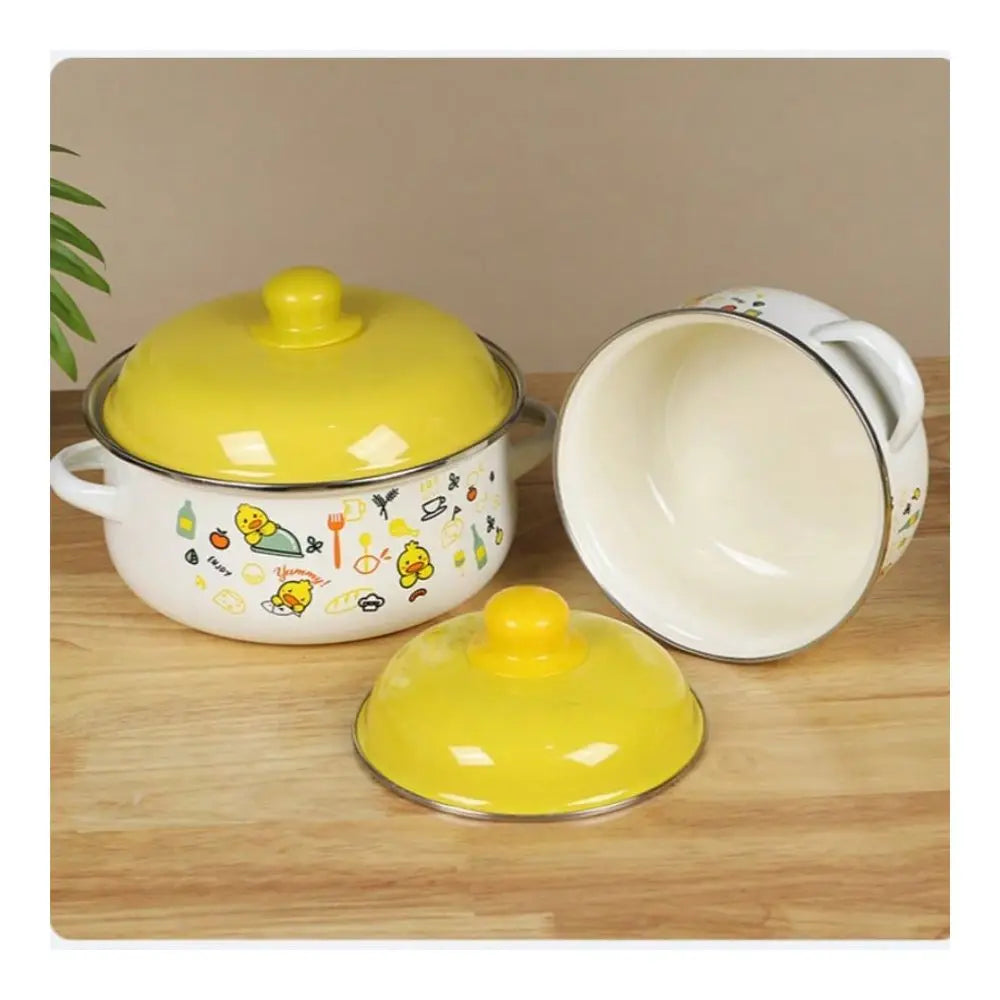 3-Piece Exquisite Enamel Cookware Set With Multifunctional Pots