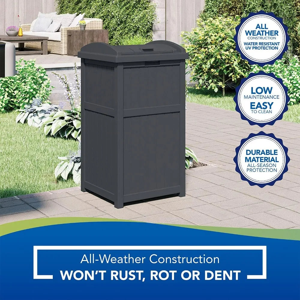 Outdoor Trash Hideaway Resin Waste Storage Container Patio Backyard Garden