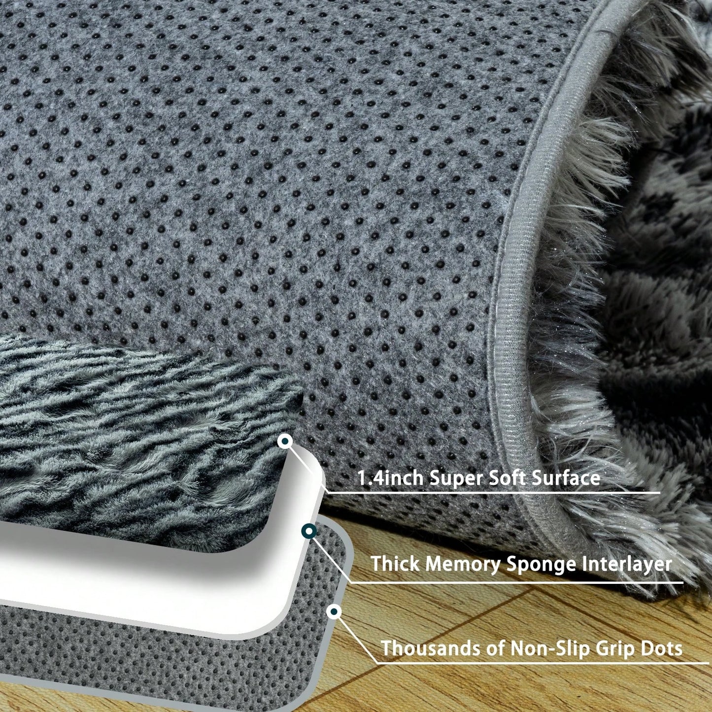 Fluffy Shag Zebra Print Rug For Bedroom And Living Room