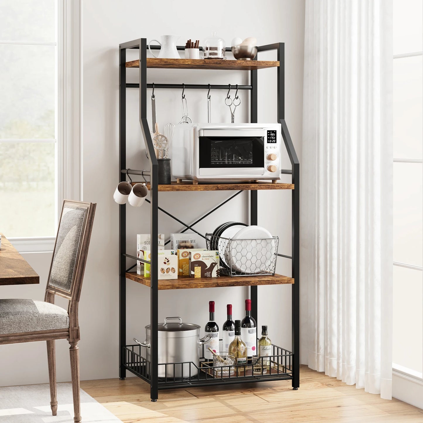 Twister.CK Kitchen Bakers Rack Microwave Oven Stand 4-Tier