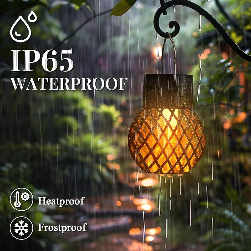 APWIKOGER 4 Pack Solar Lanterns With Flickering Flame