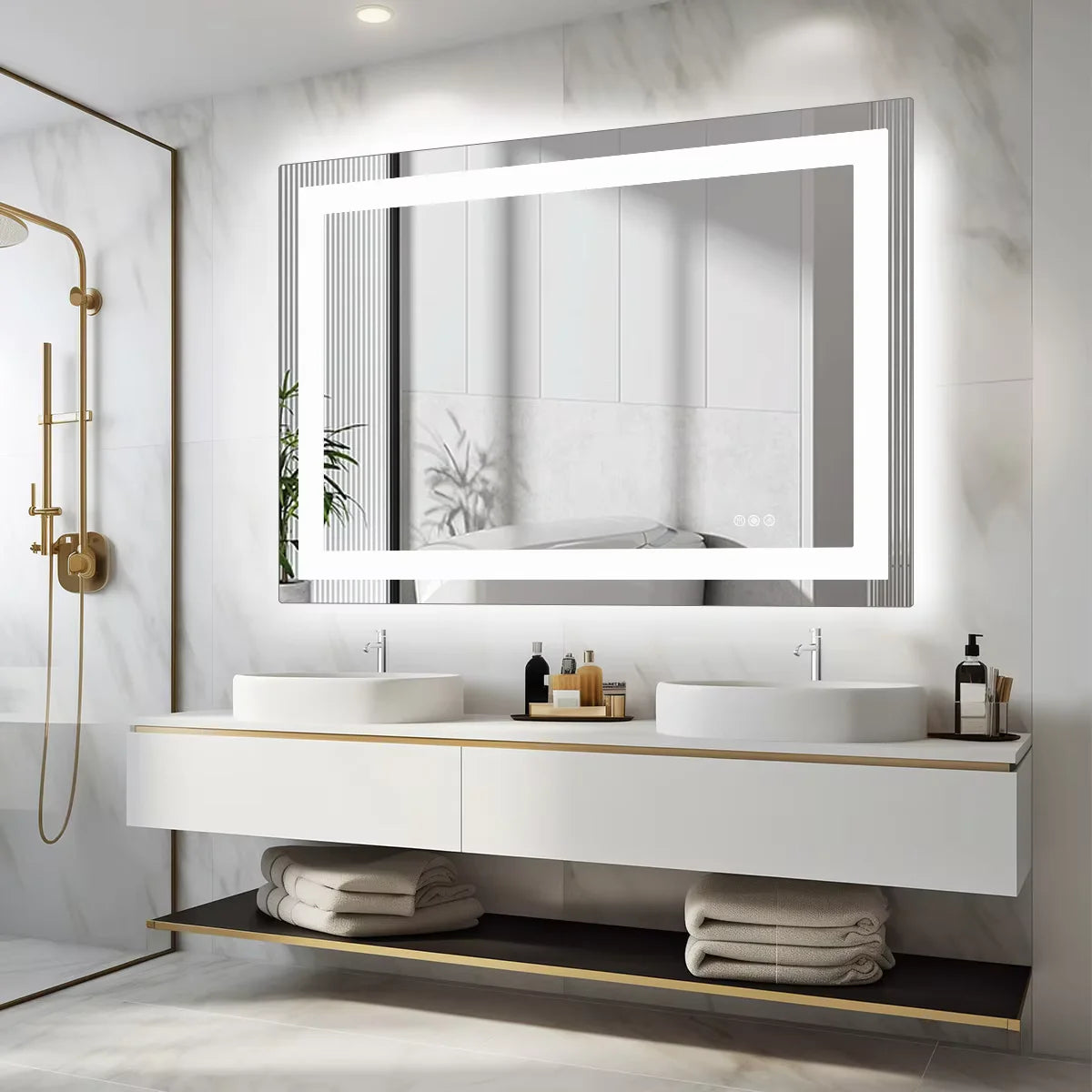 JHK LED Bathroom Vanity Mirror With Tempered Glass And Backlight