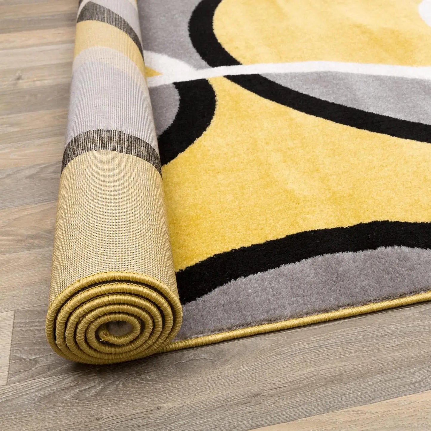 Abstract Circles Wool Silk Area Rug With Jute Backing