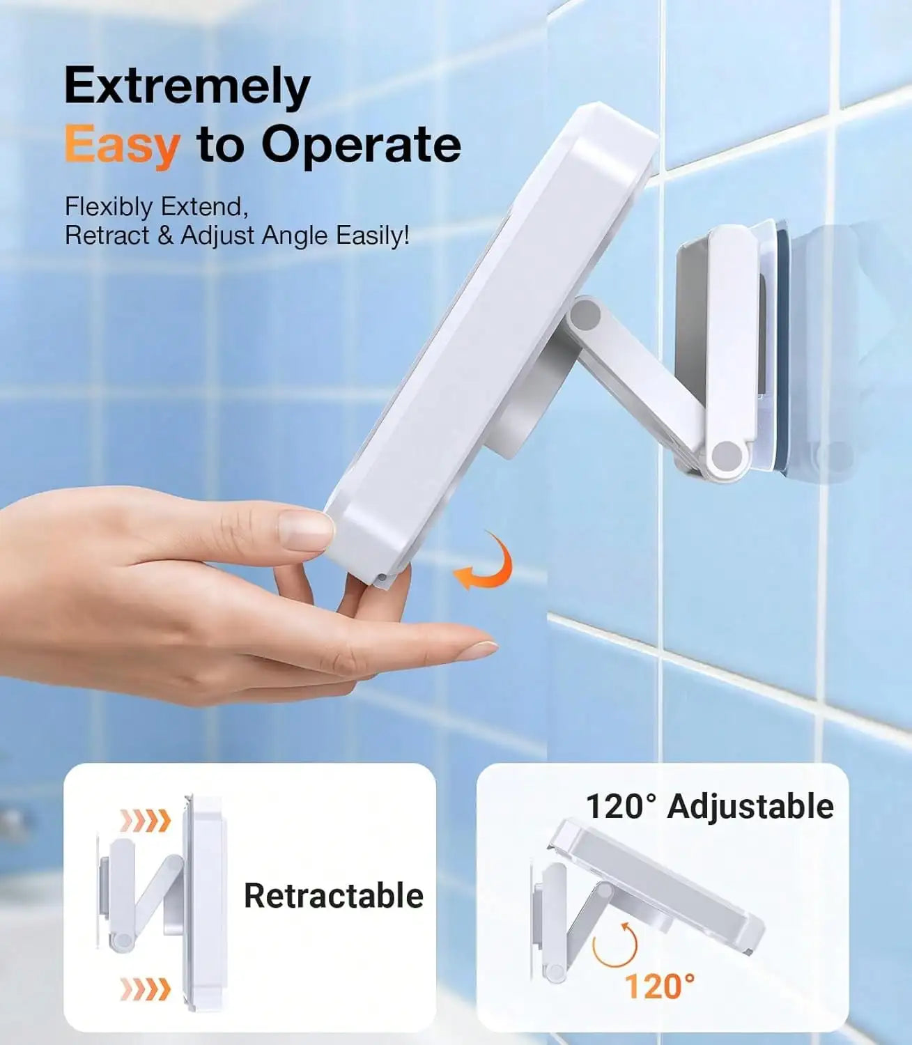 Waterproof Shower Phone Holder 360 Degree Retractable Wall Mount