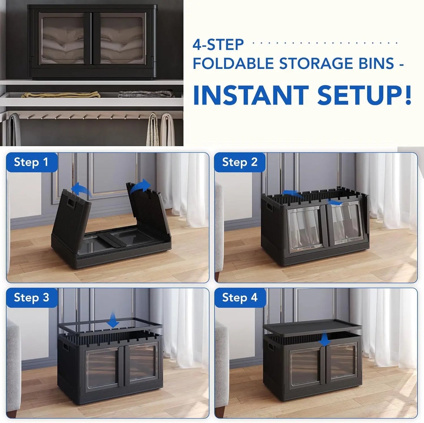 Collapsible Stackable Plastic Storage Bins With Lids And Wheels