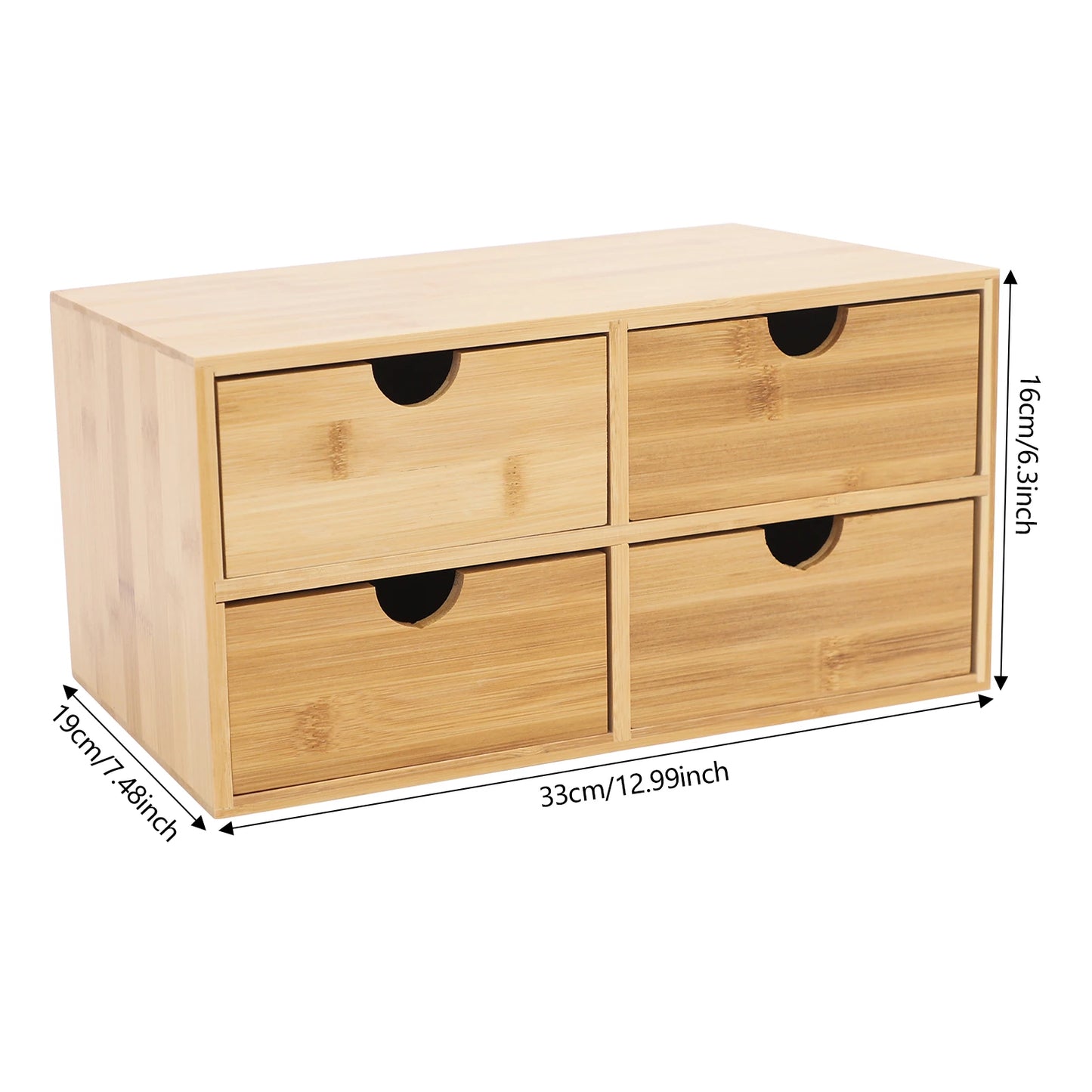 Bymaocar Bamboo 4 Drawer Desktop Organizer for Home Office