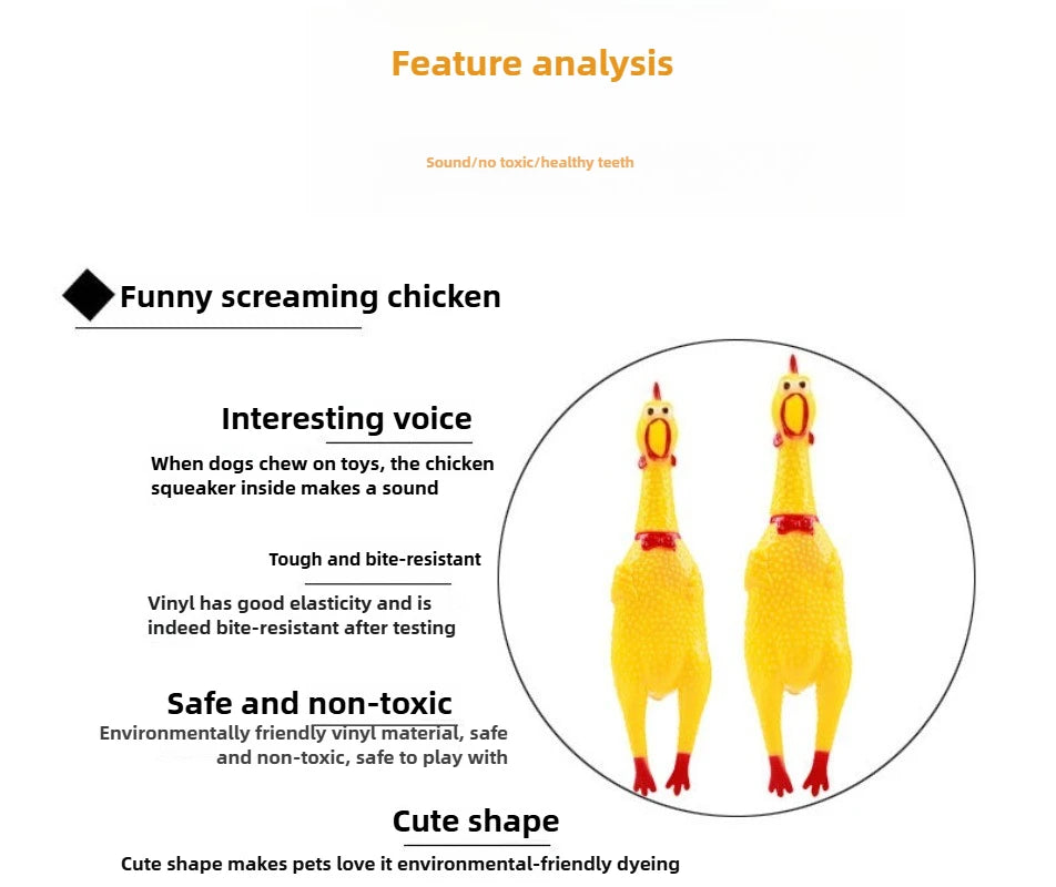 DKSTINYE Squeaky Chicken Dog Toy Squeaker Chew Rubber Toy