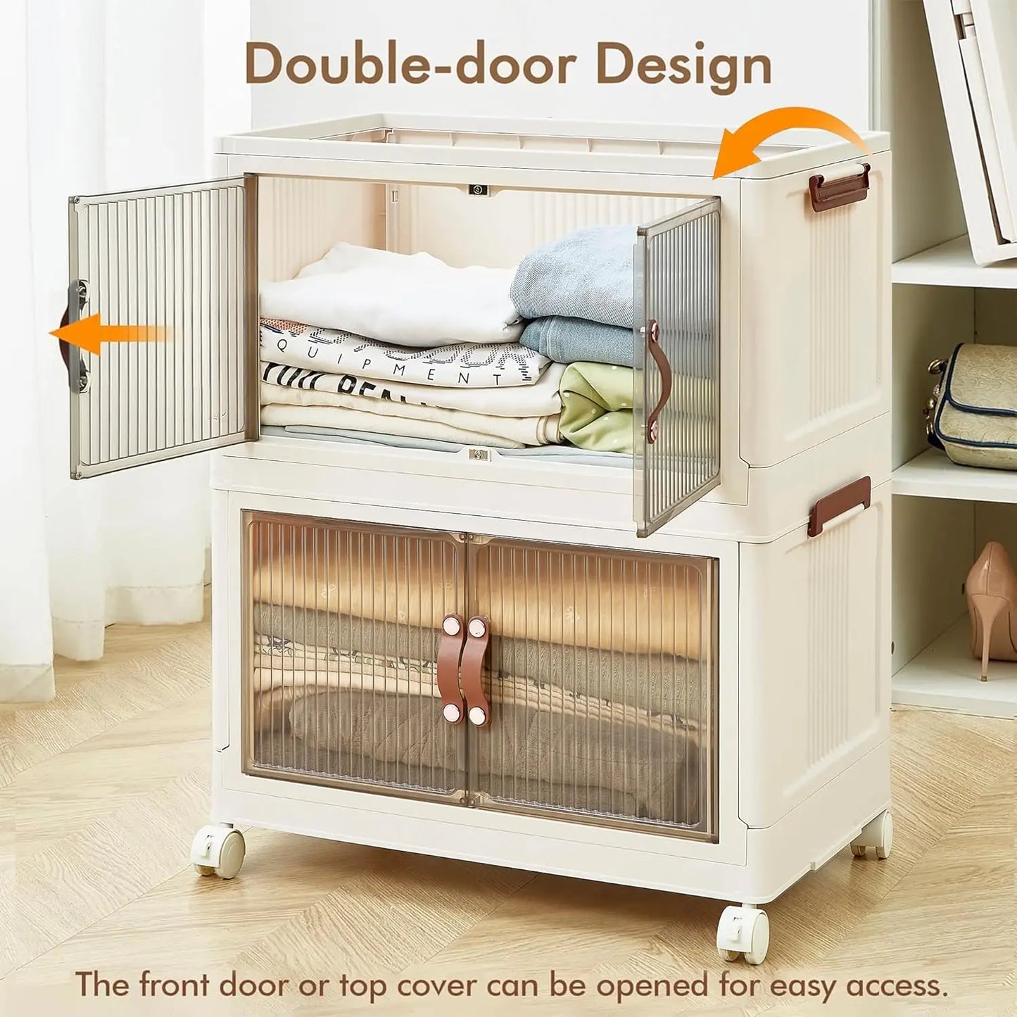 Three-Tier Foldable Storage Box With Wheels For Home And Office