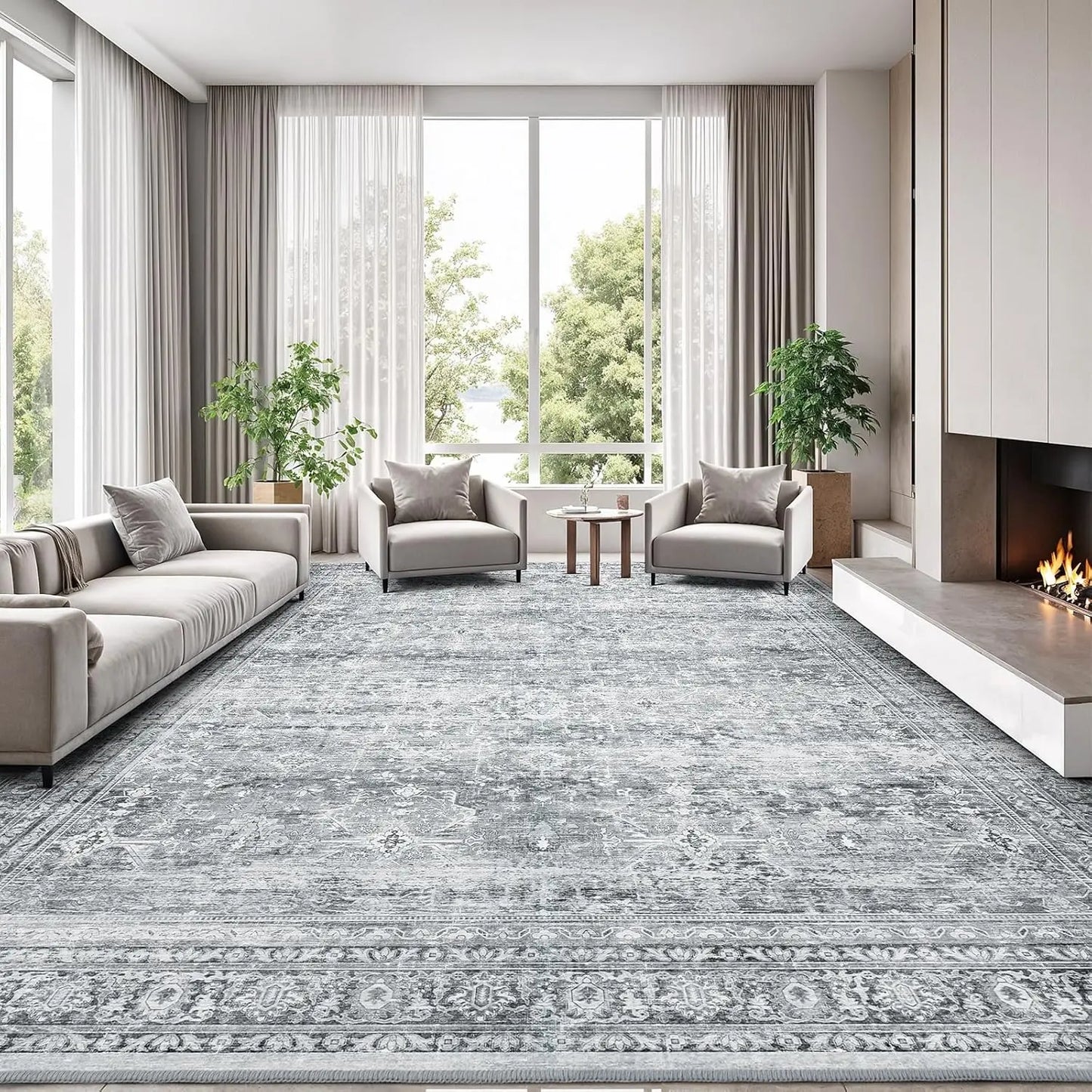 Washable Area Rug With Non Slip Backing