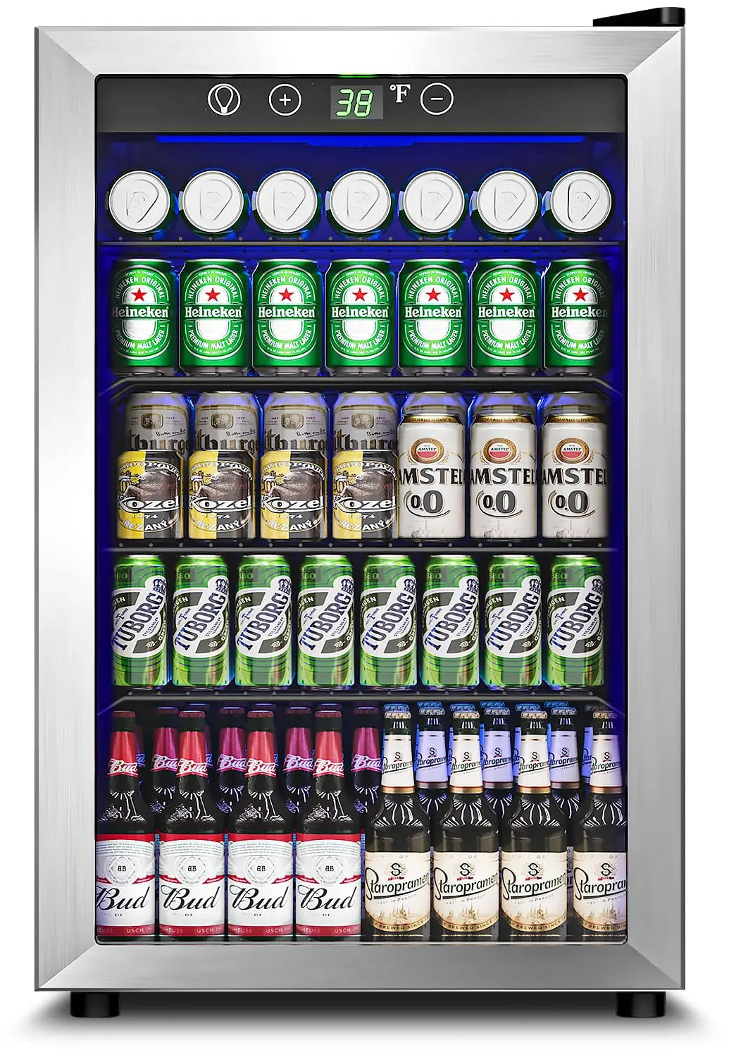 Beverage Refrigerator With Glass Door And Adjustable Shelves