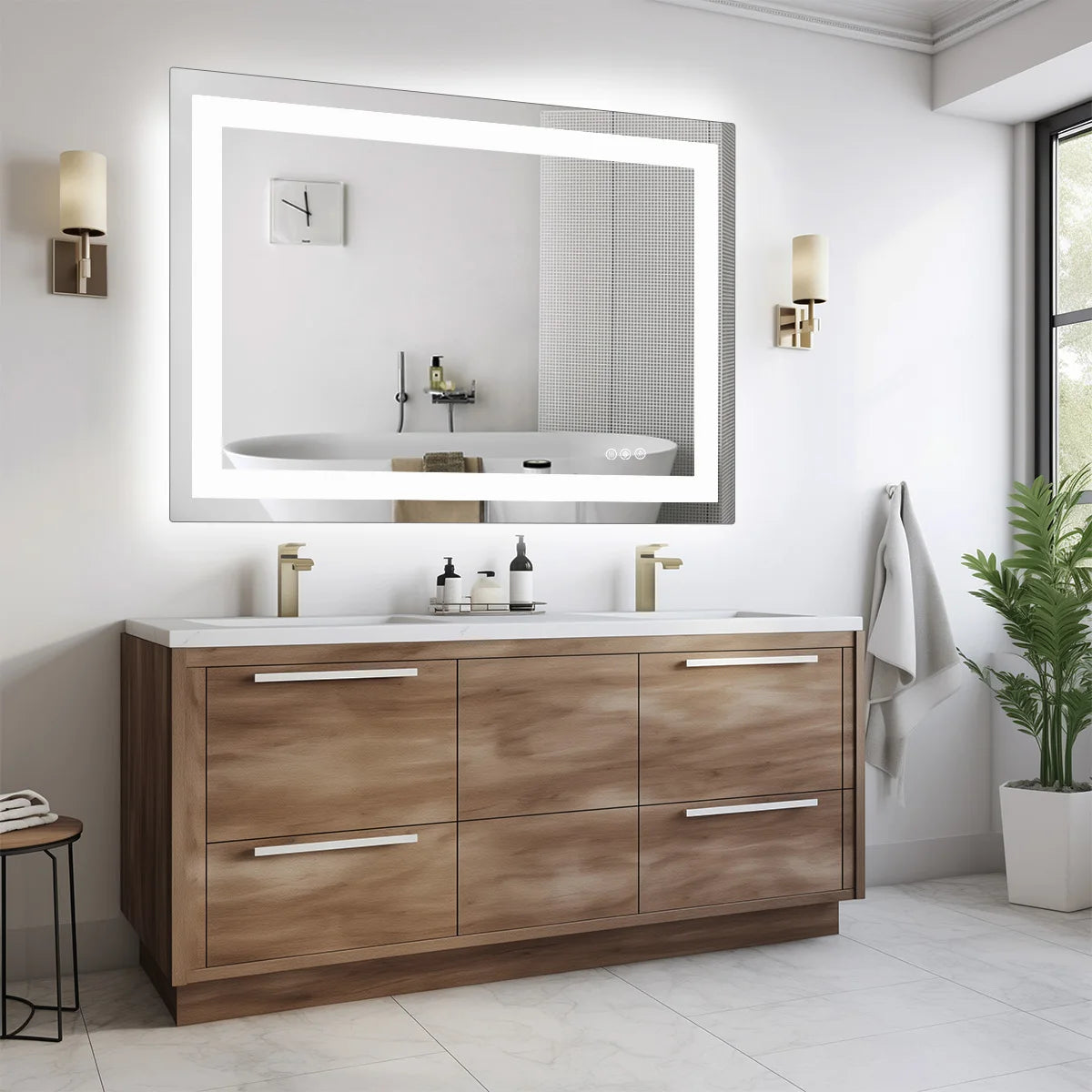 JHK LED Bathroom Vanity Mirror With Tempered Glass And Backlight