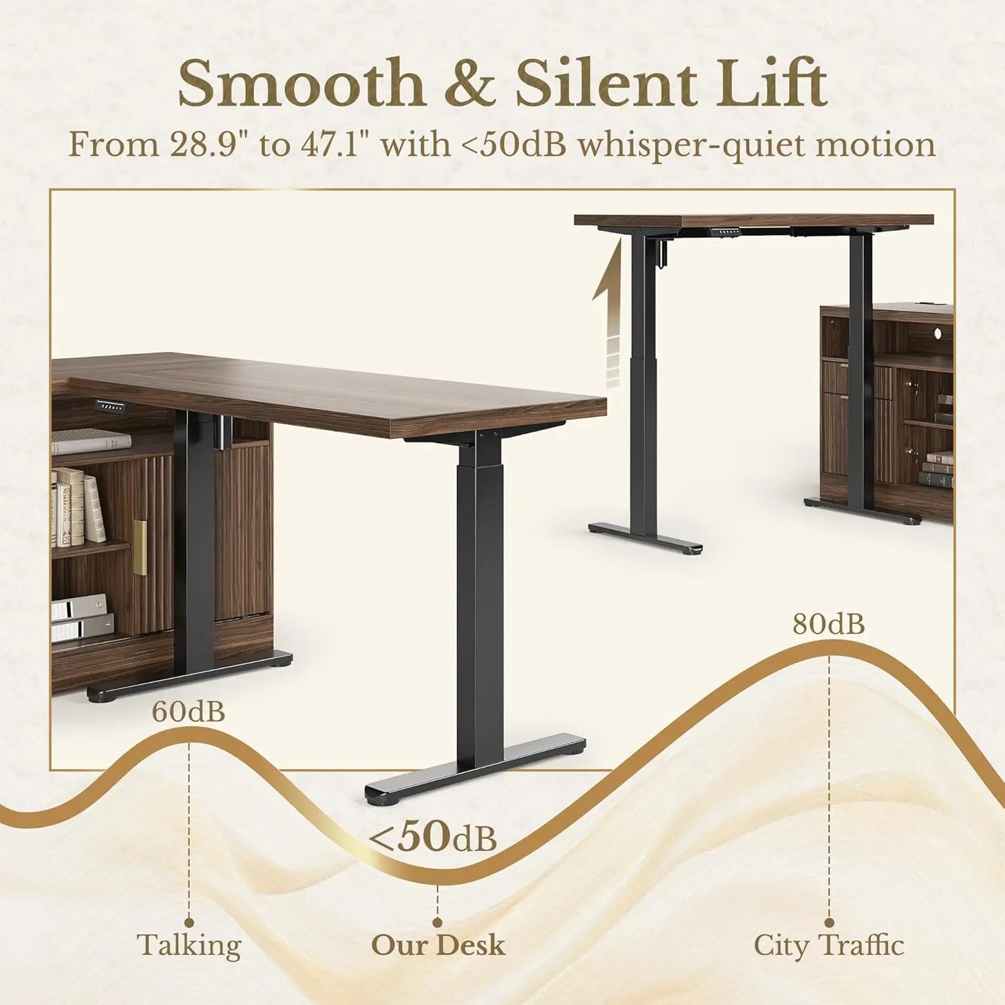 Electric Height Adjustable Standing Desk With Bookshelf Set