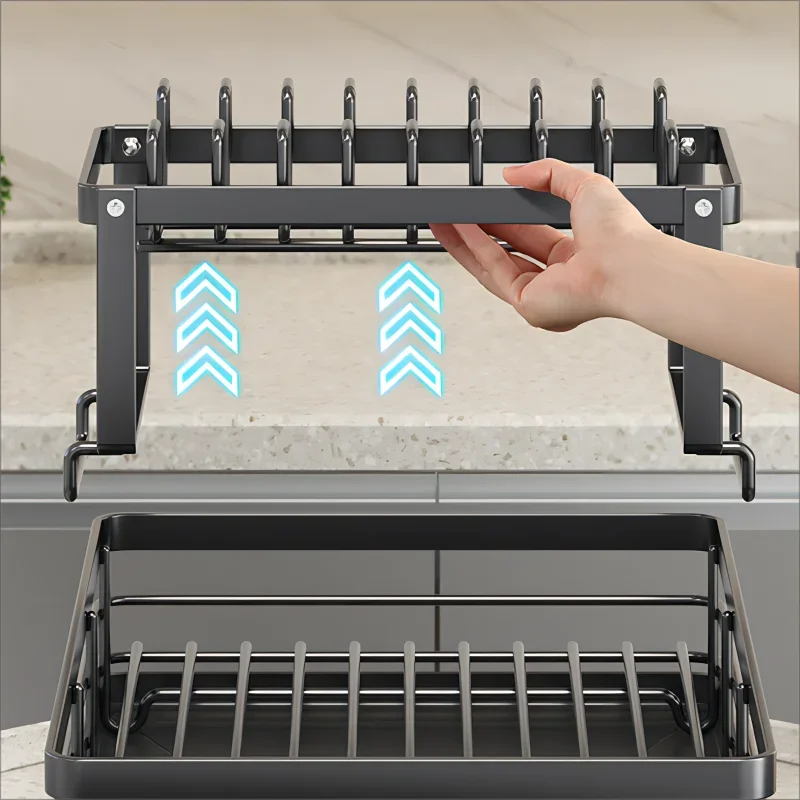 ATMDOG Stainless Steel Dish Drying Rack With Drainboard Plate Drainer Over Sink