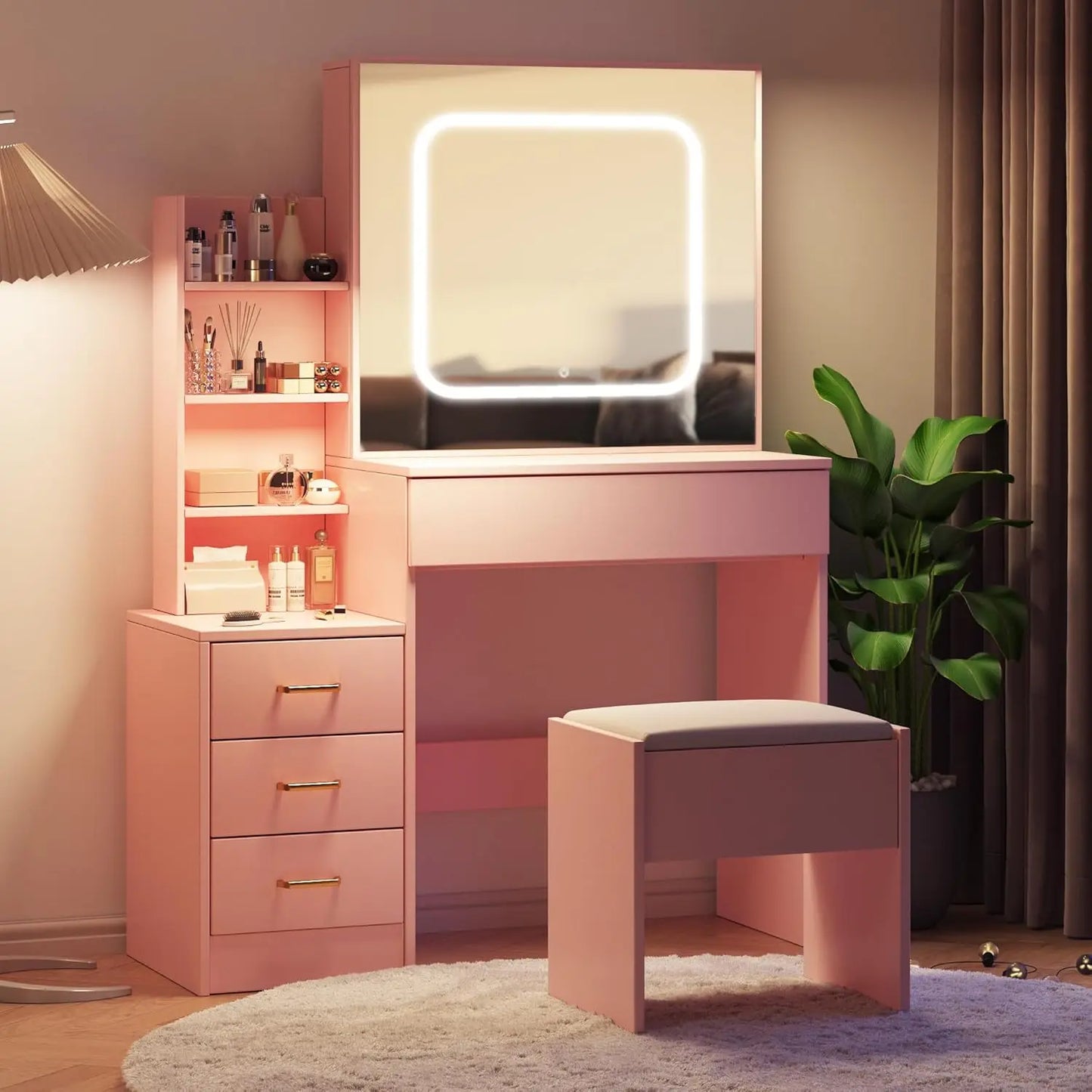 HiMISS Vanity Desk With Mirror And Superior Led Lighting