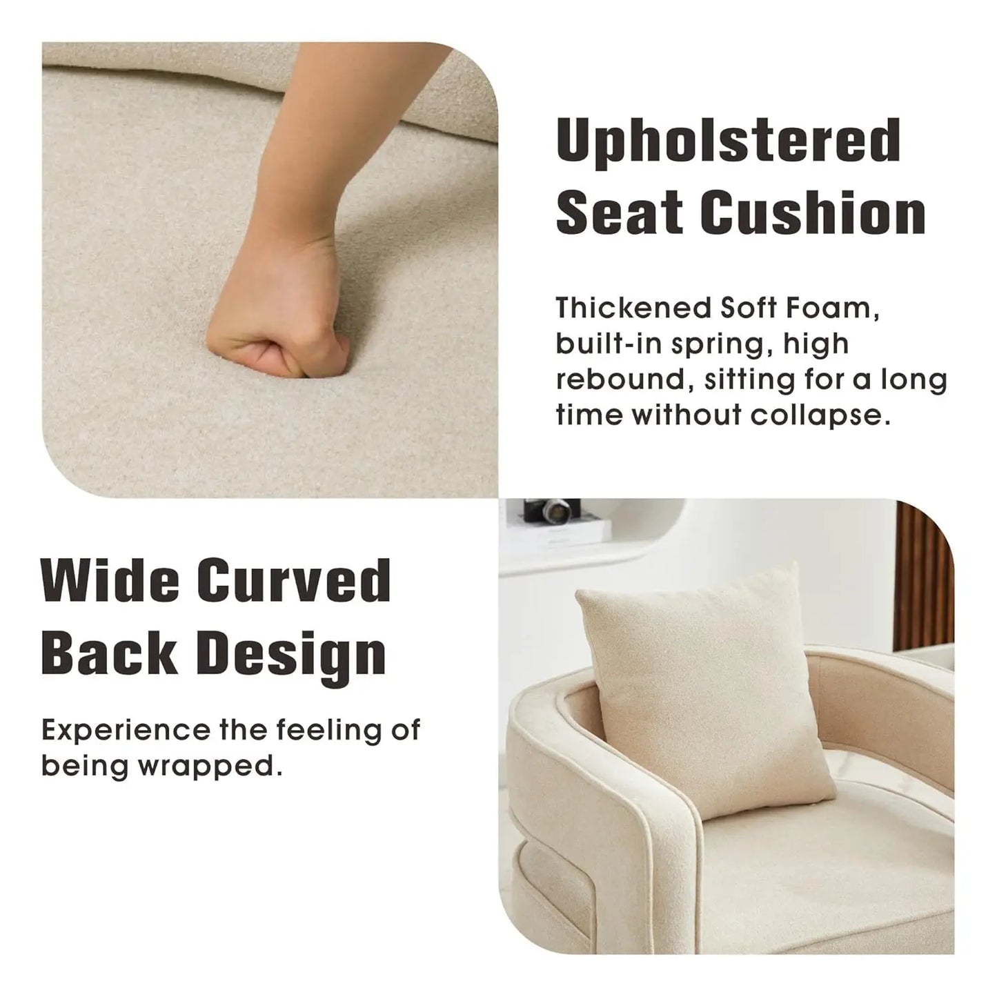 Upholstered Swivel Accent Chair Set Open Back Barrel Chairs