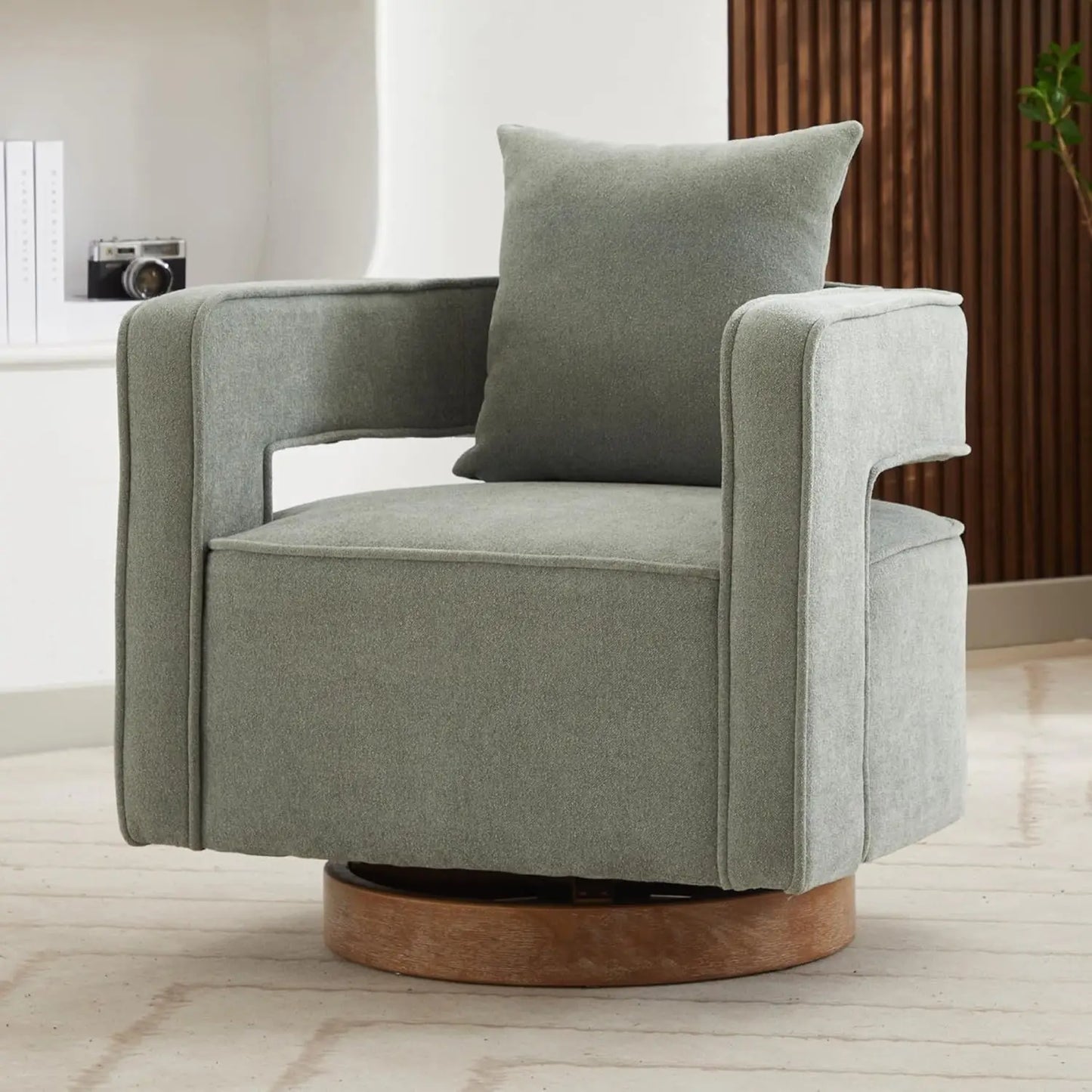 Upholstered Swivel Accent Chair Set Open Back Barrel Chairs