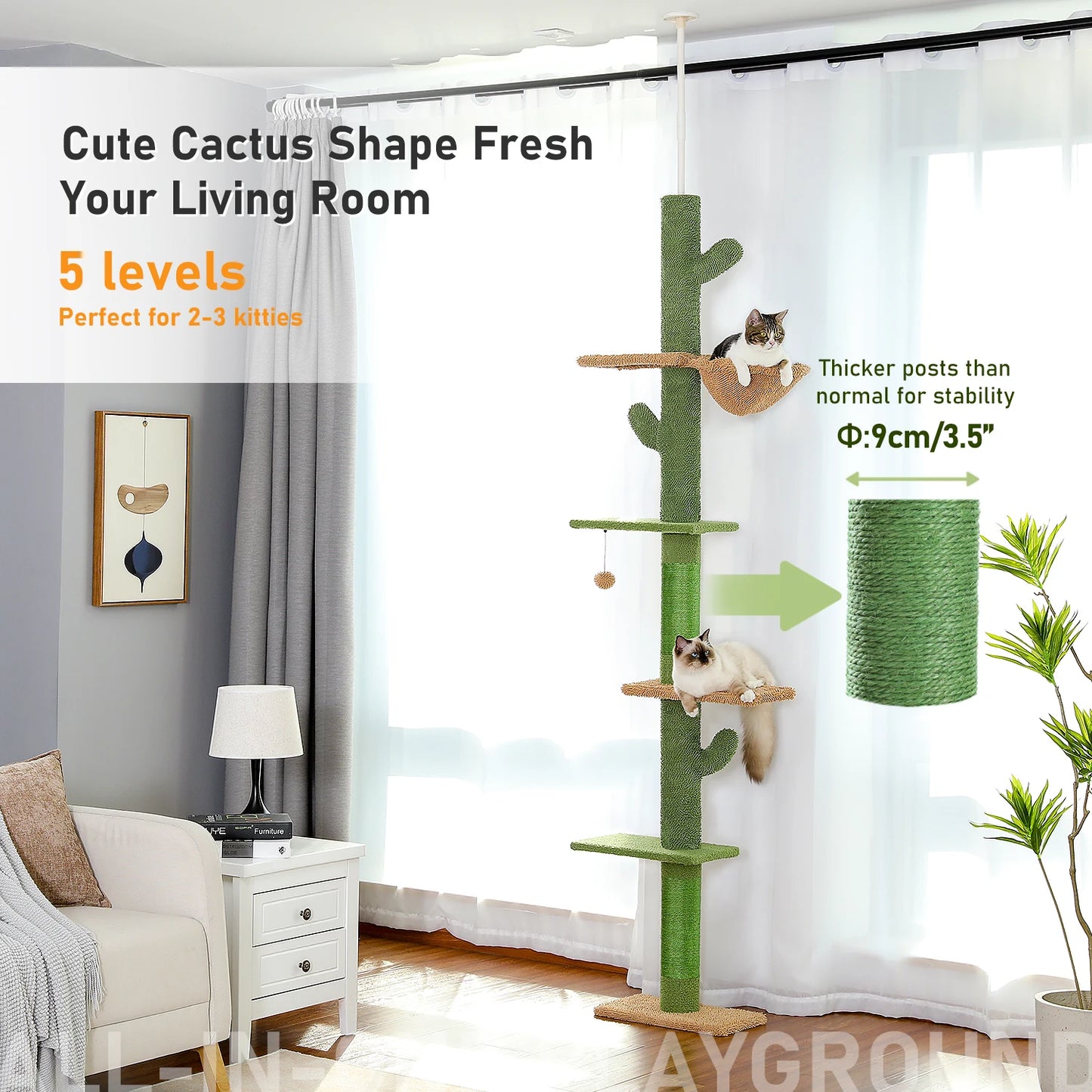 PAWZ Road Cat Tree 5Tier Floor To Ceiling Tower Indoor