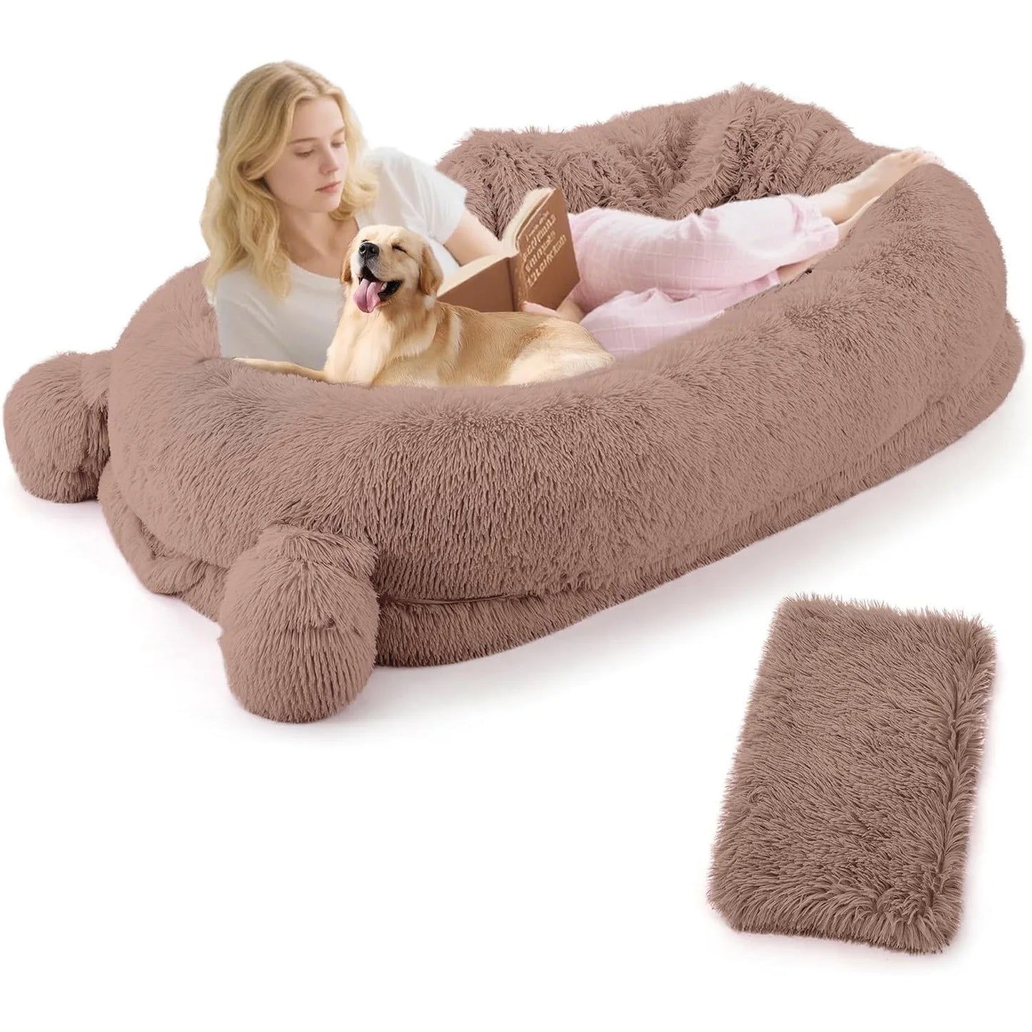 HiMISS Dog Bed With Removable Cover, Storage Pockets, Matching Blanket