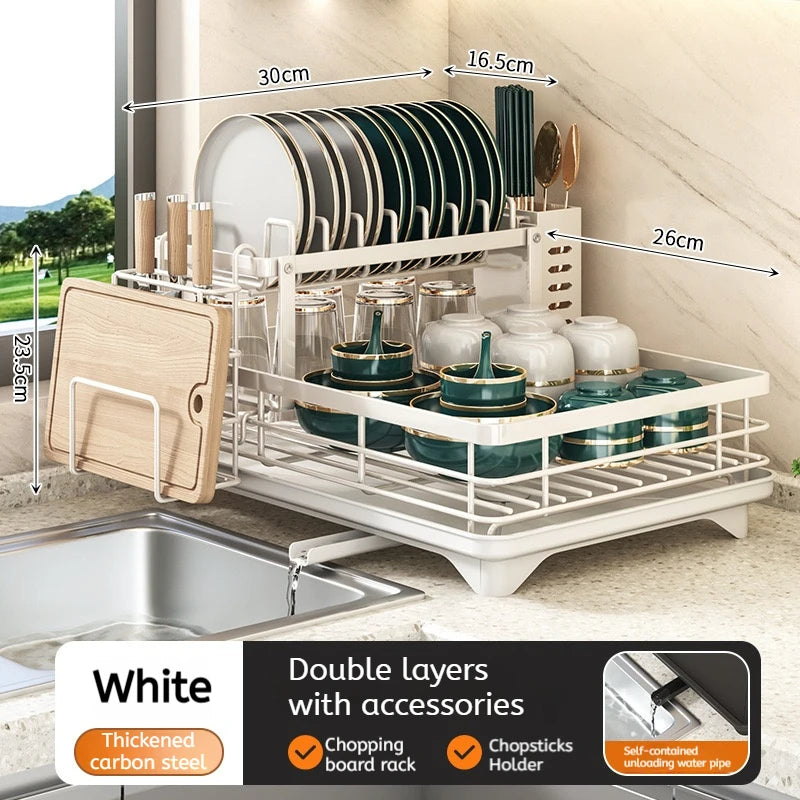 ATMDOG Stainless Steel Dish Drying Rack With Drainboard Plate Drainer Over Sink