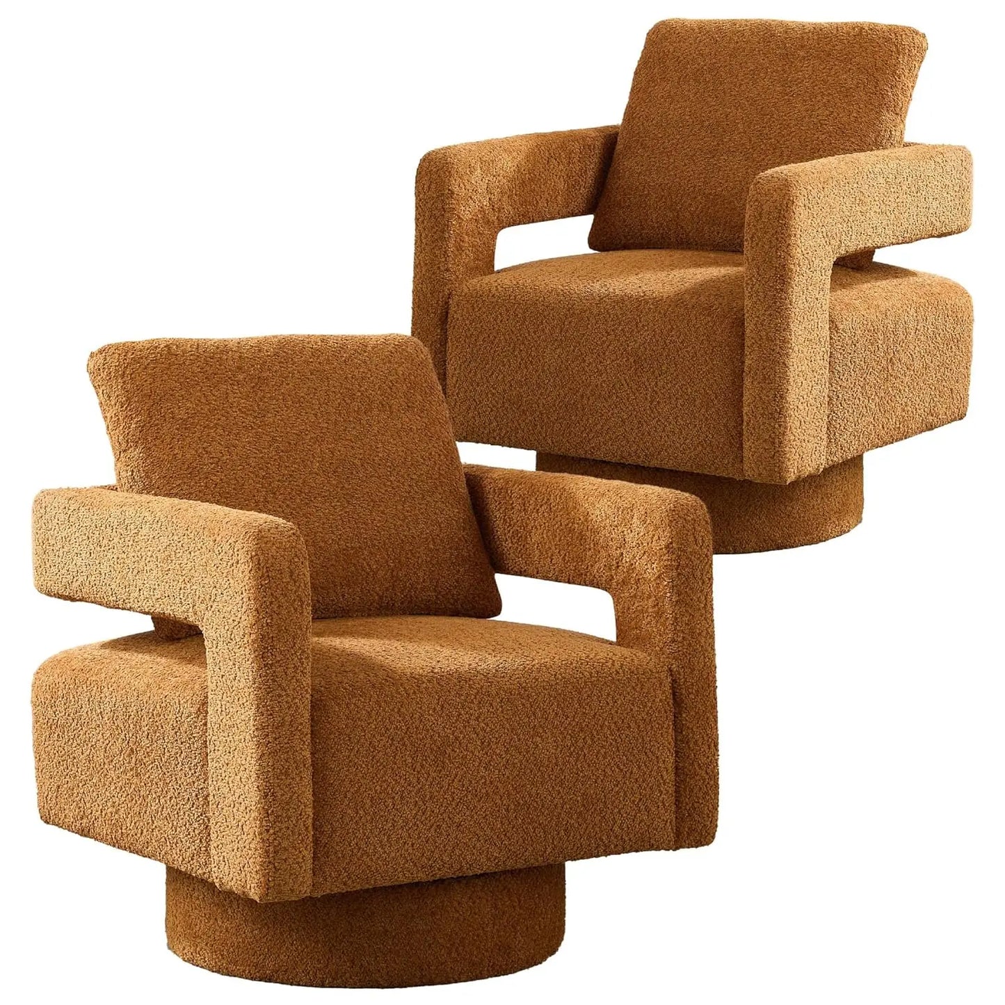 Upholstered Swivel Accent Chair Set Open Back Barrel Chairs