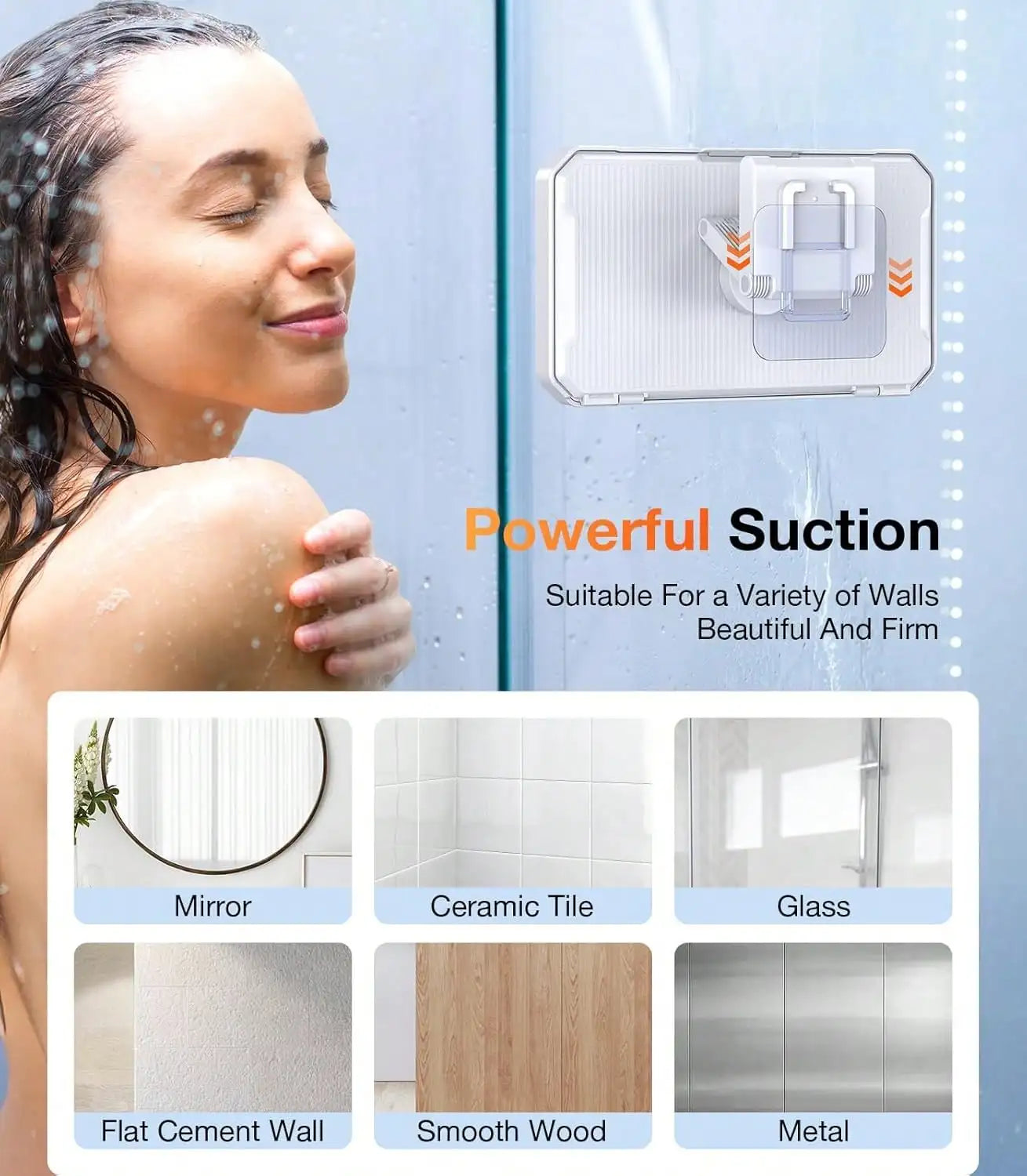 Waterproof Shower Phone Holder 360 Degree Retractable Wall Mount