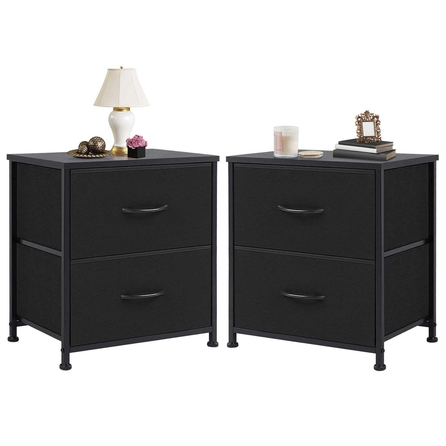 JHK Nightstand Bedside Table With Storage Drawers Modern