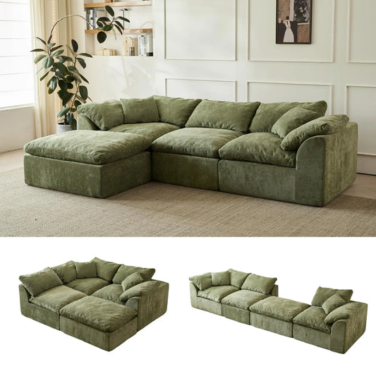 Yeflixvrau Modern Cloud L-Shaped 3-Seater Sofa