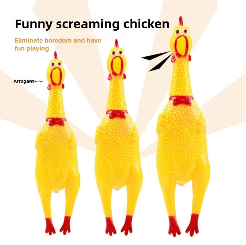 DKSTINYE Squeaky Chicken Dog Toy Squeaker Chew Rubber Toy