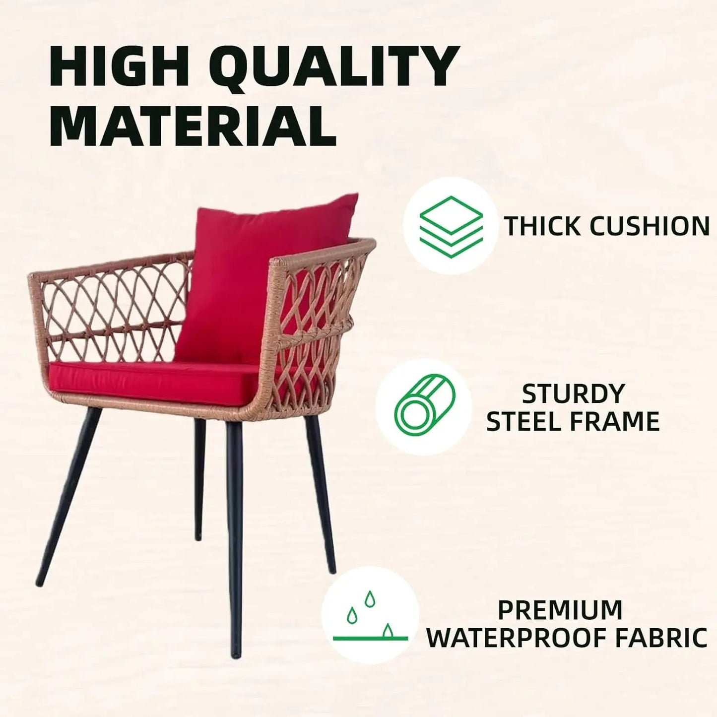 XIAOLANG 4 Piece Outdoor Patio Furniture Set With Glass Table