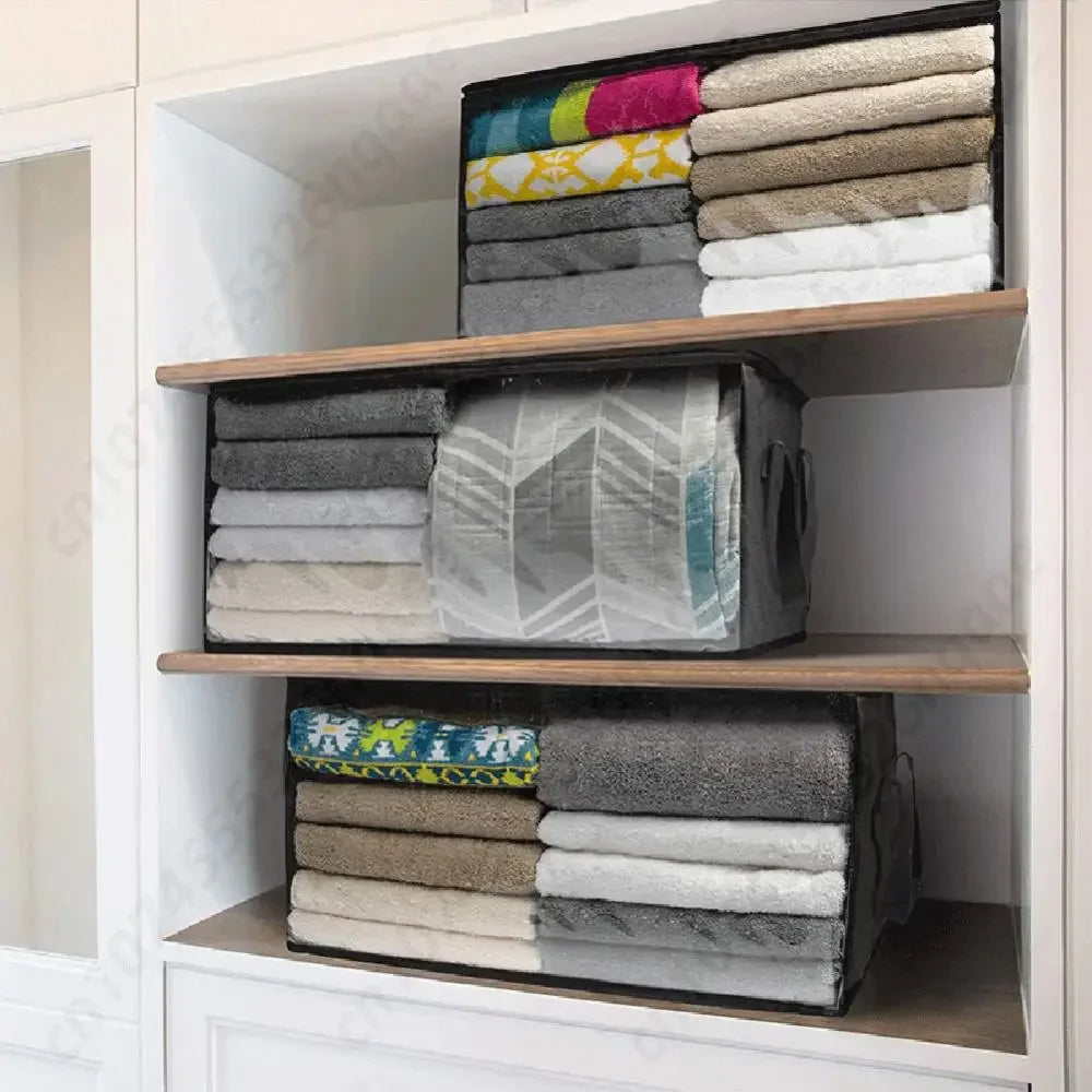 2/5PCS Foldable Blanket Storage Bag Thick Clothes Storage Bins Large Clear Sweater Quilts Organizer for Bedroom Closet Dorm