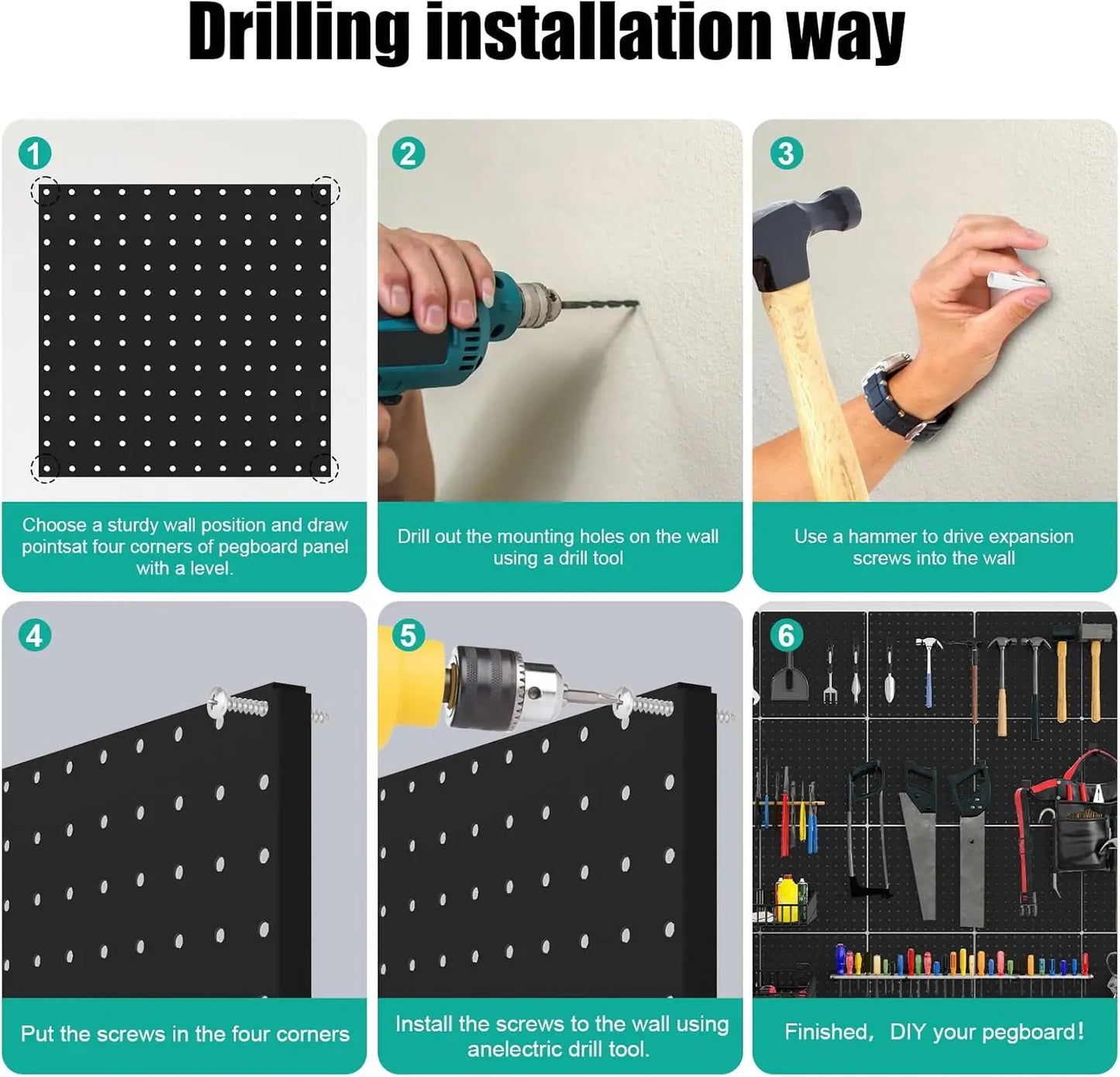 Metal Pegboard Panels With Bent Frame Heavy Duty Wall Organizer