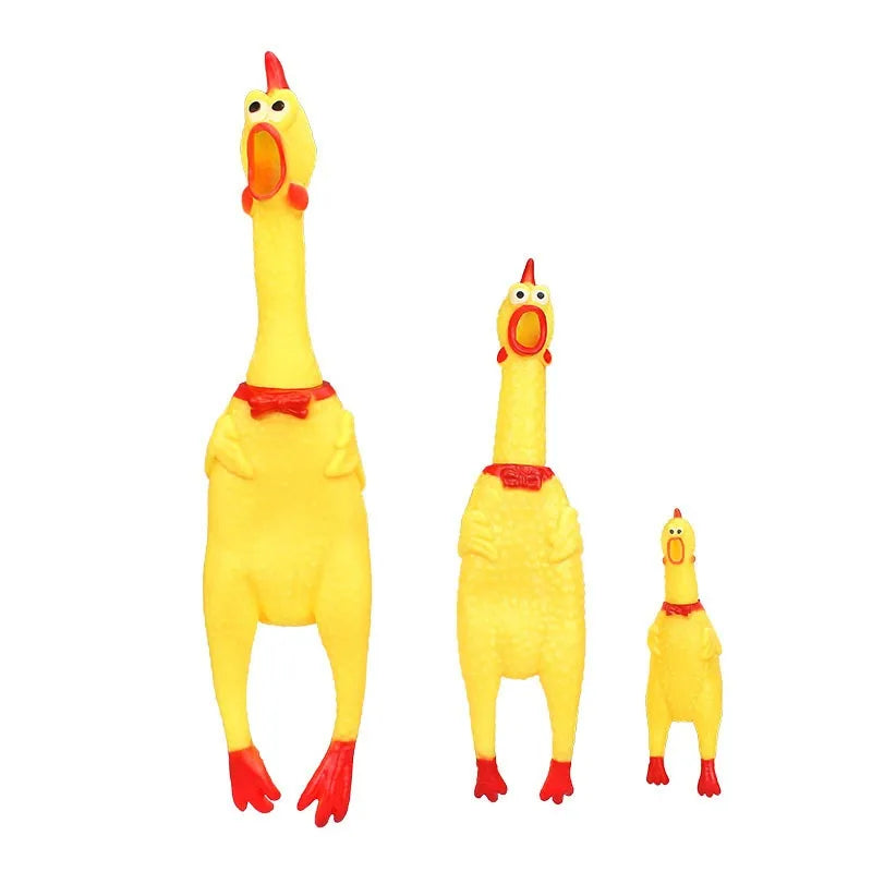 DKSTINYE Squeaky Chicken Dog Toy Squeaker Chew Rubber Toy