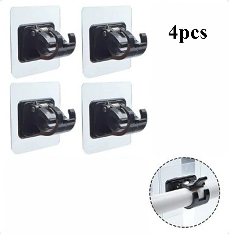 Nail Free Adjustable Curtain Rod Holders Clamp Hooks Self Adhesive