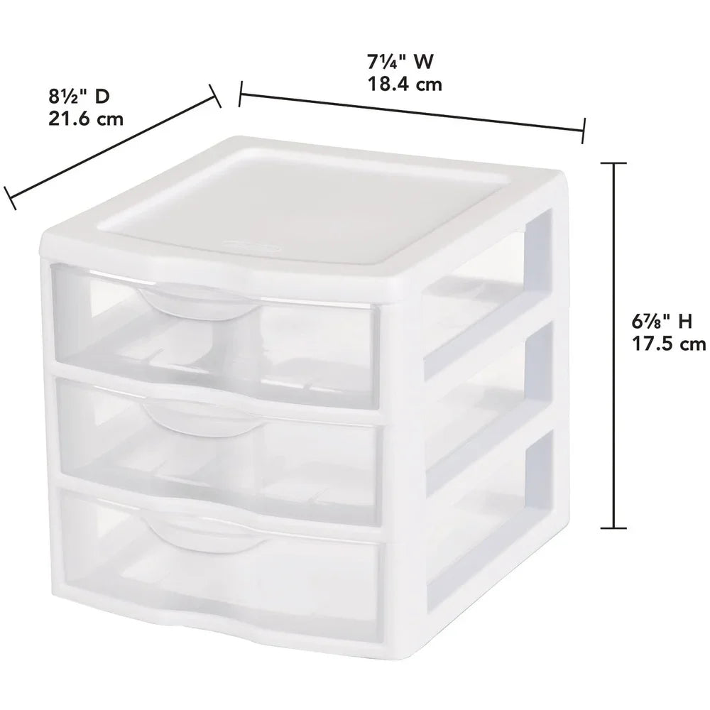Clear 3 Drawer Plastic Storage Organizer For Desk And Office
