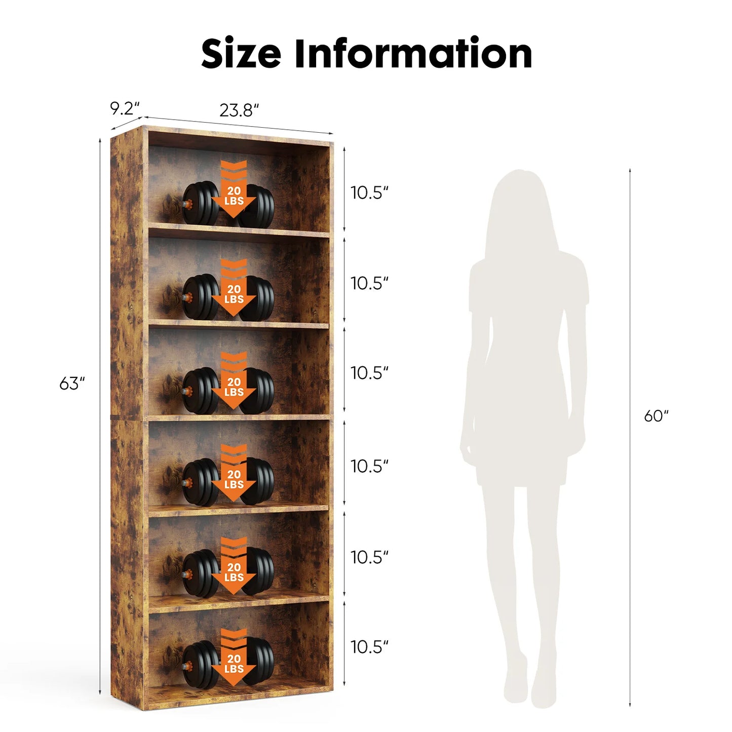 JHK Modern Wooden Floor Standing Bookcase For Home And Office Storage